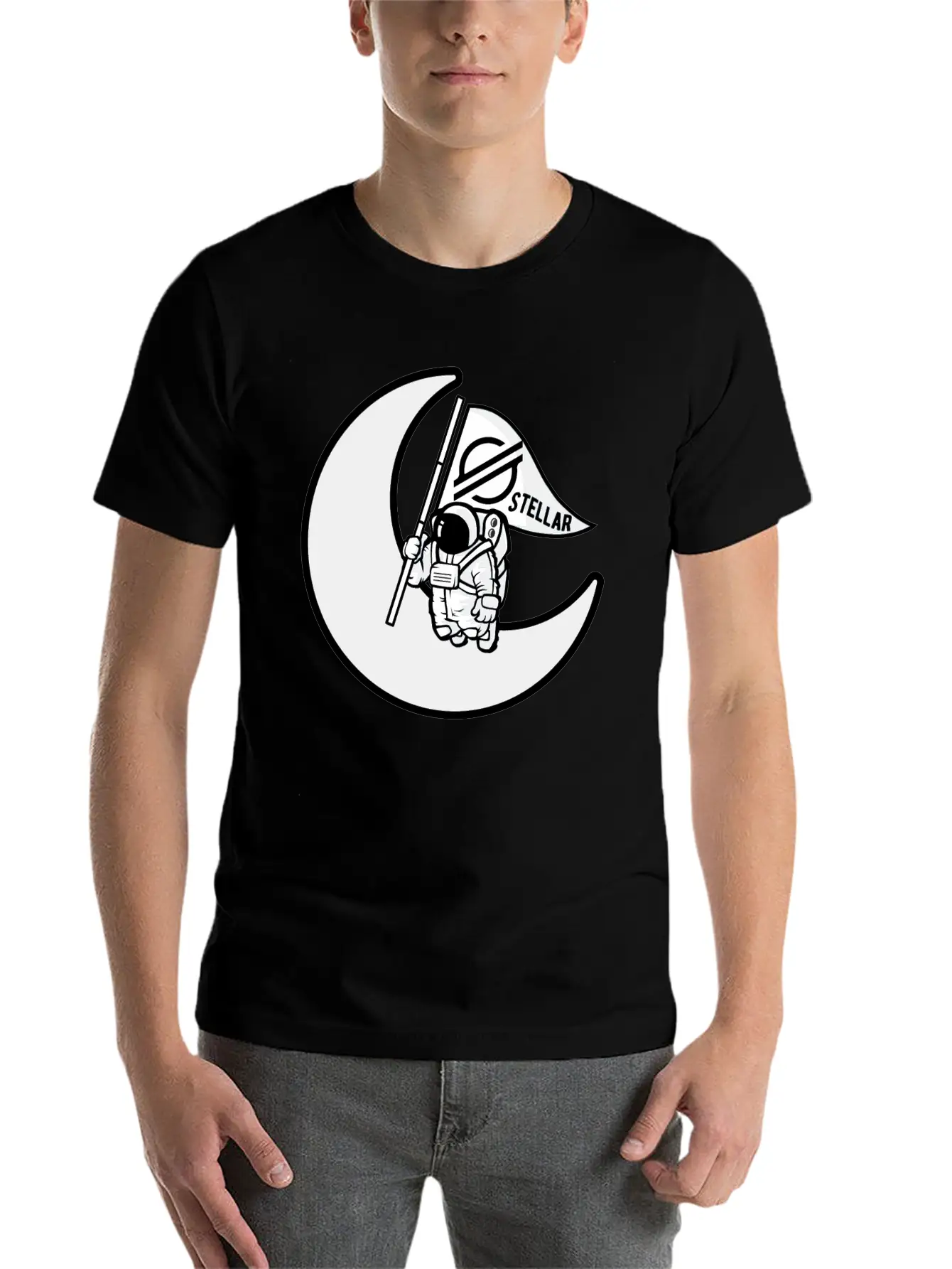 Stellar To The Moon - Gift For Crypto Investor Stylish Everyday T-Shirt – Unisex Basic Cotton Tee