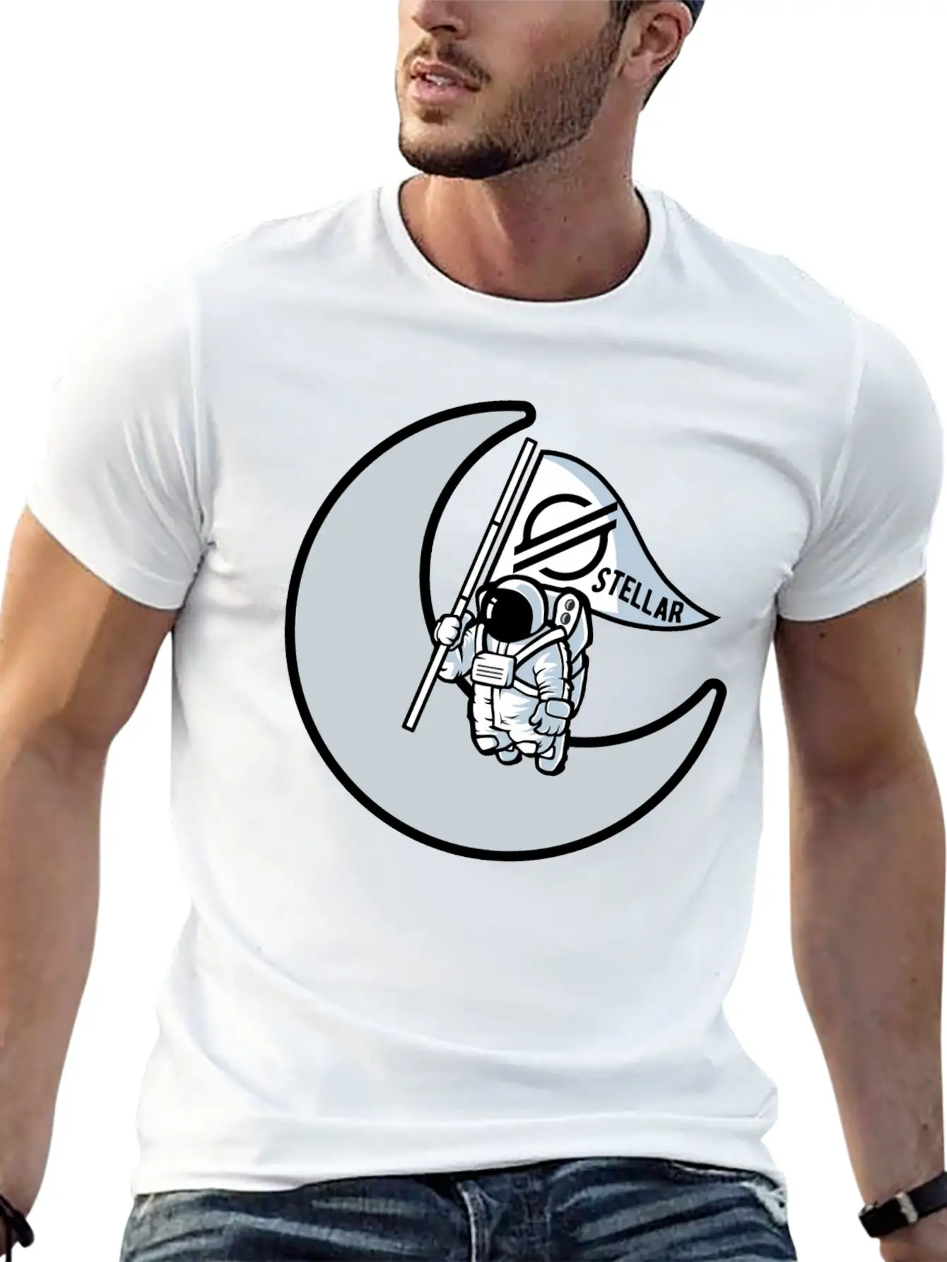 Stellar To The Moon - Gift For Crypto Investor Stylish Everyday T-Shirt – Unisex Basic Cotton Tee