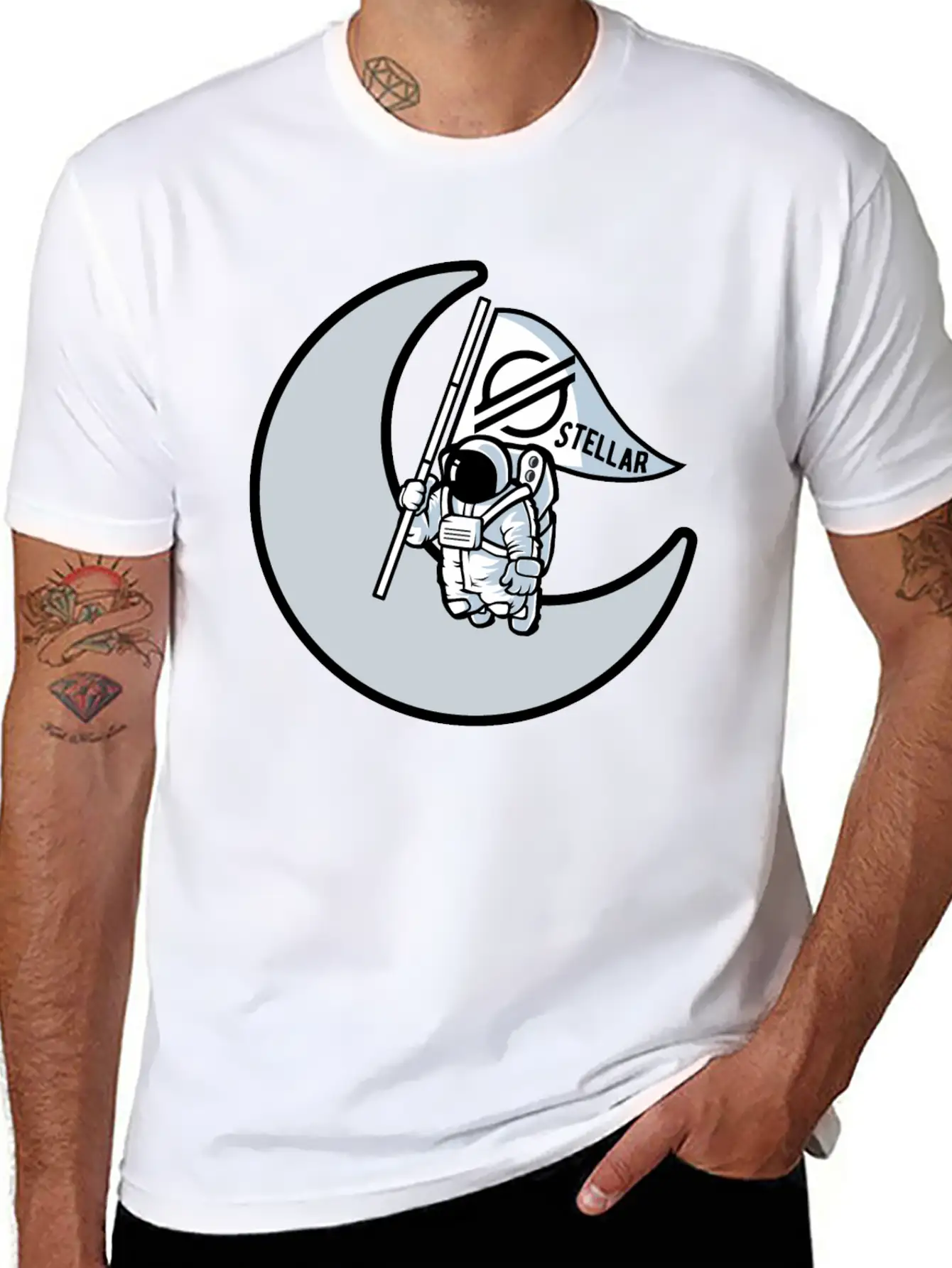 Stellar To The Moon - Gift For Crypto Investor Stylish Everyday T-Shirt – Unisex Basic Cotton Tee