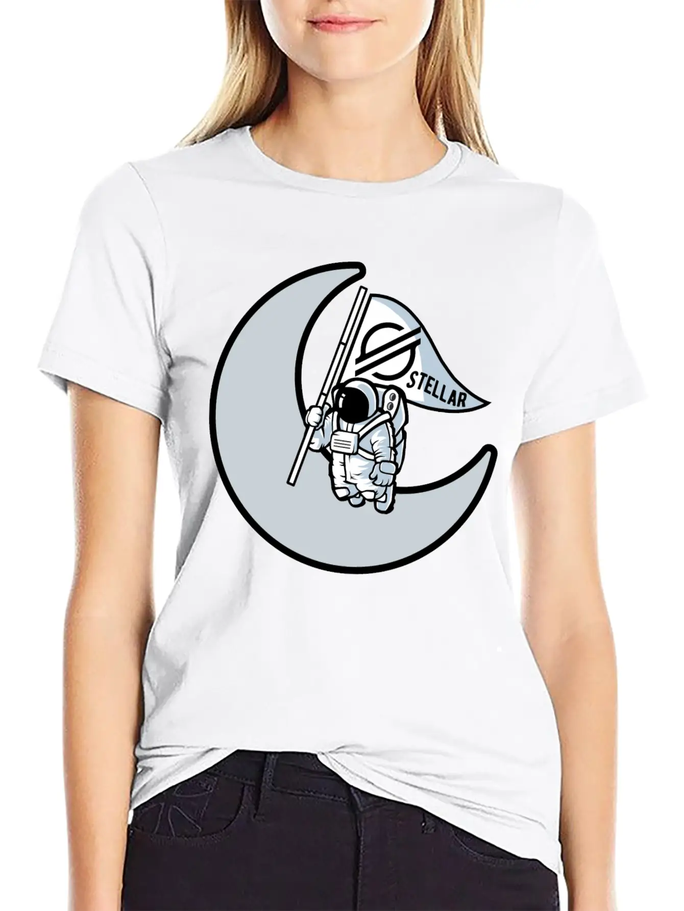 Stellar To The Moon - Gift For Crypto Investor Stylish Everyday T-Shirt – Unisex Basic Cotton Tee