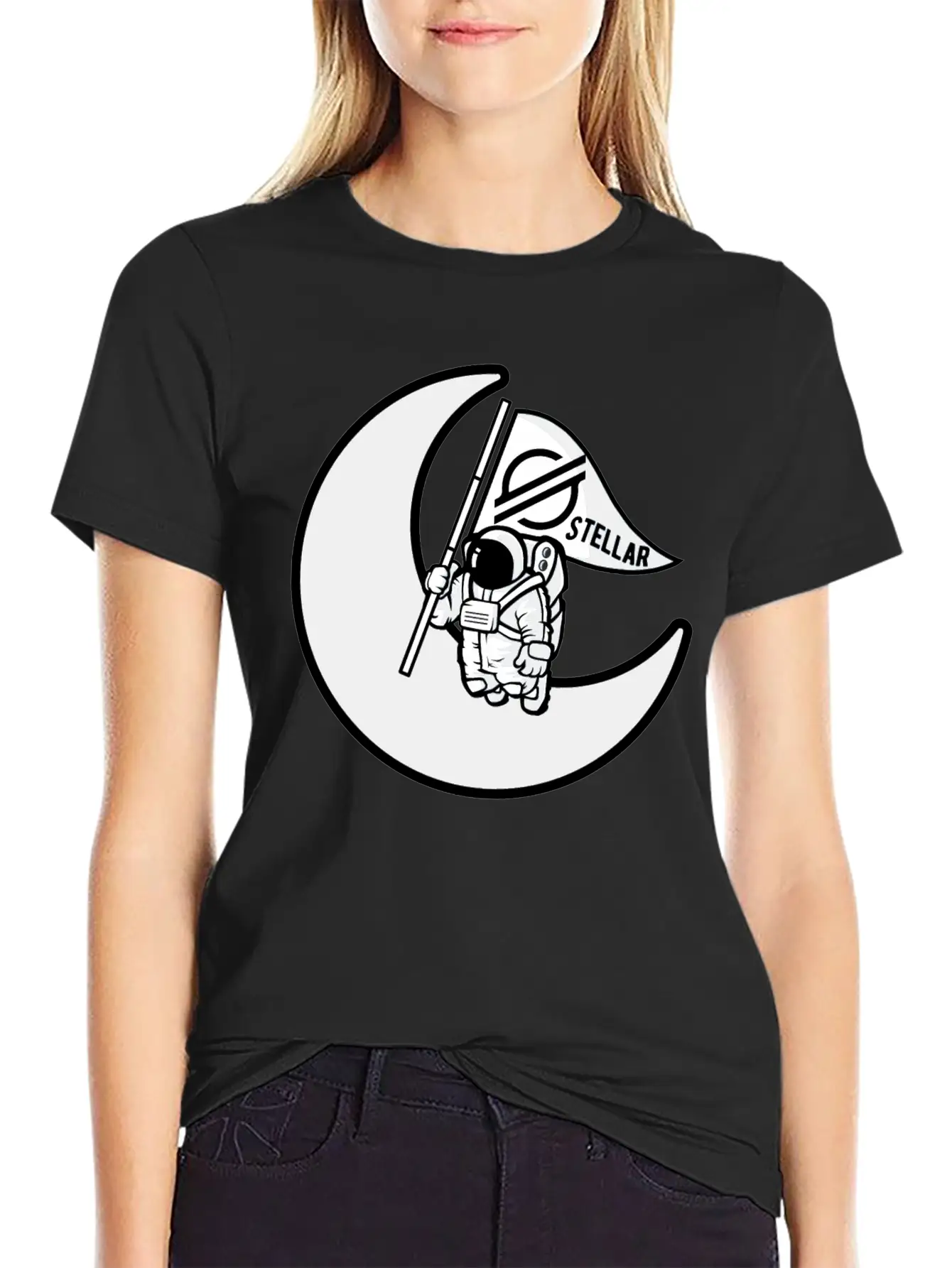 Stellar To The Moon - Gift For Crypto Investor Stylish Everyday T-Shirt – Unisex Basic Cotton Tee