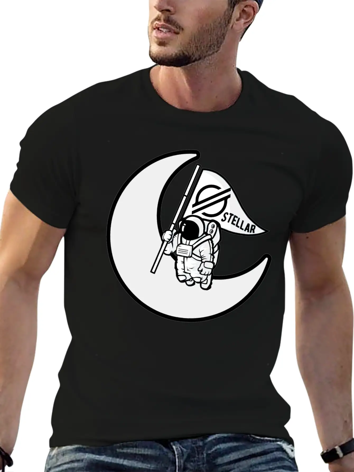 Stellar To The Moon - Gift For Crypto Investor Stylish Everyday T-Shirt – Unisex Basic Cotton Tee