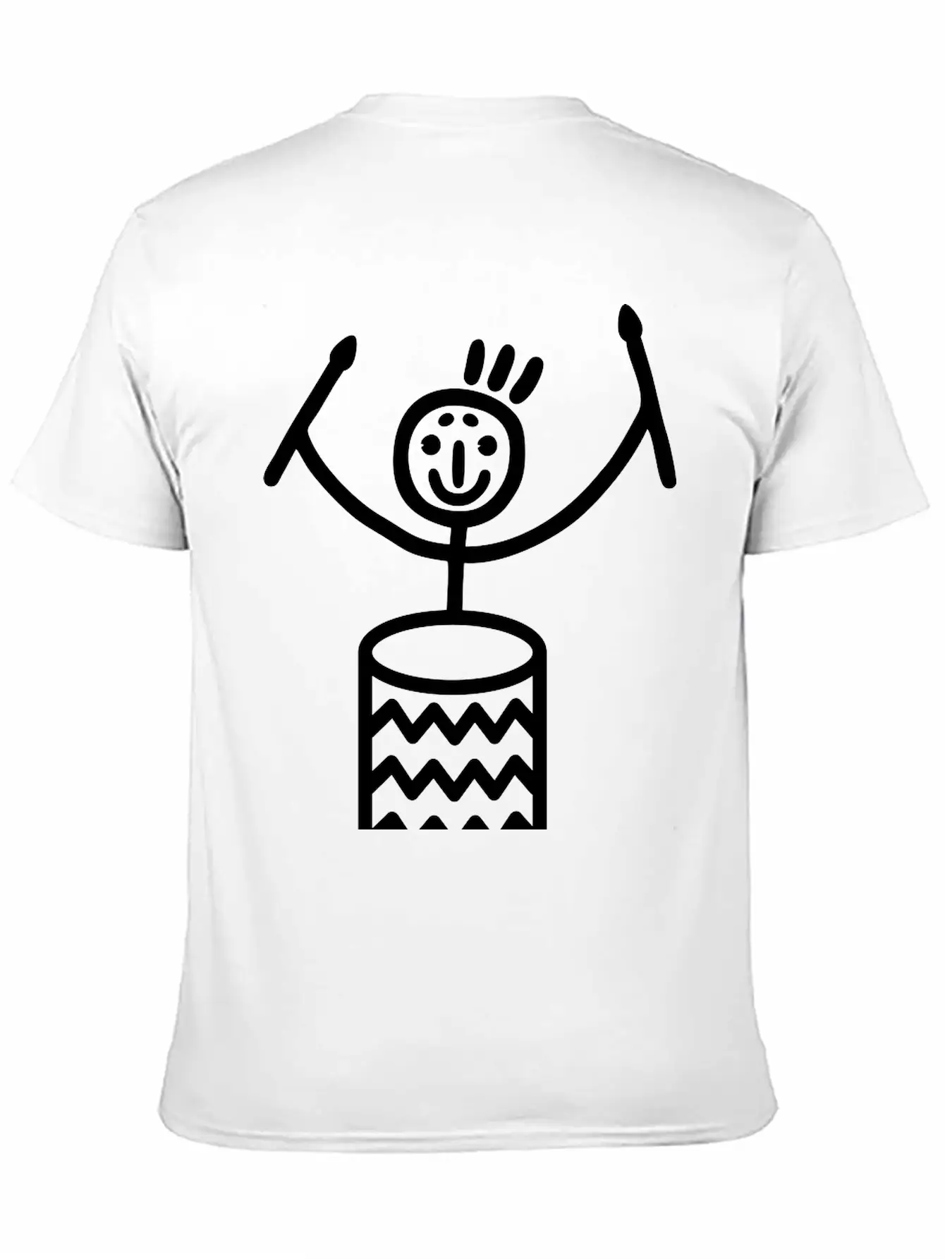 Stick Figure With Samba Drum Stylish Everyday T-Shirt – Unisex Basic Cotton Tee