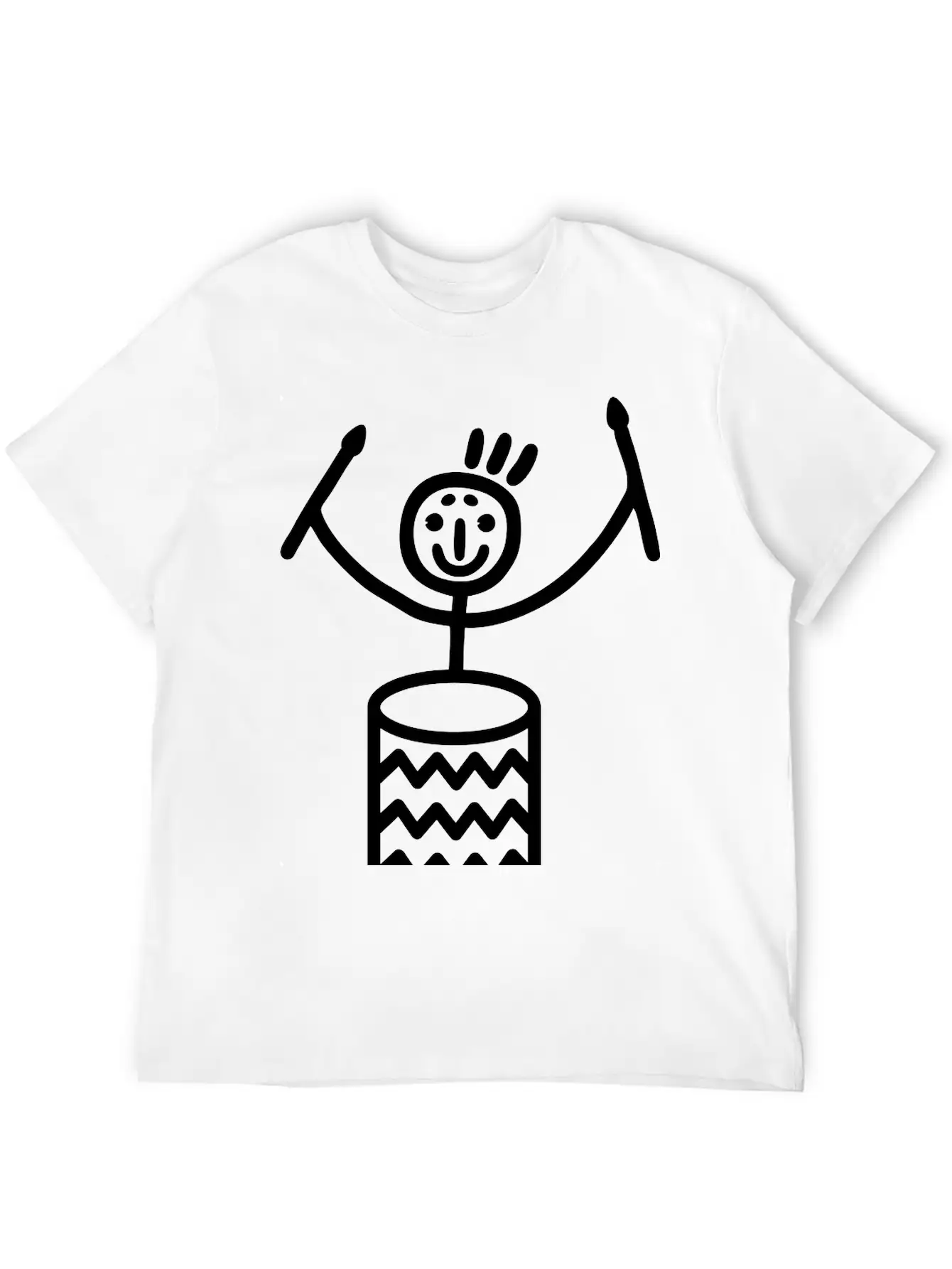 Stick Figure With Samba Drum Stylish Everyday T-Shirt – Unisex Basic Cotton Tee