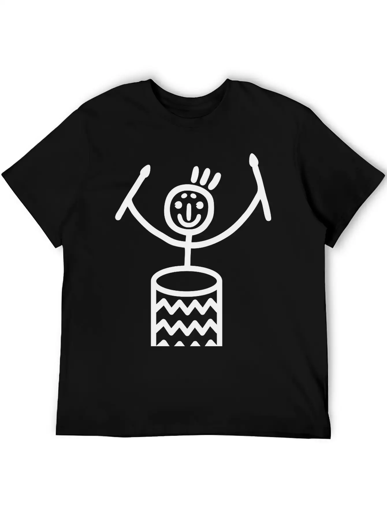 Stick Figure With Samba Drum Stylish Everyday T-Shirt – Unisex Basic Cotton Tee