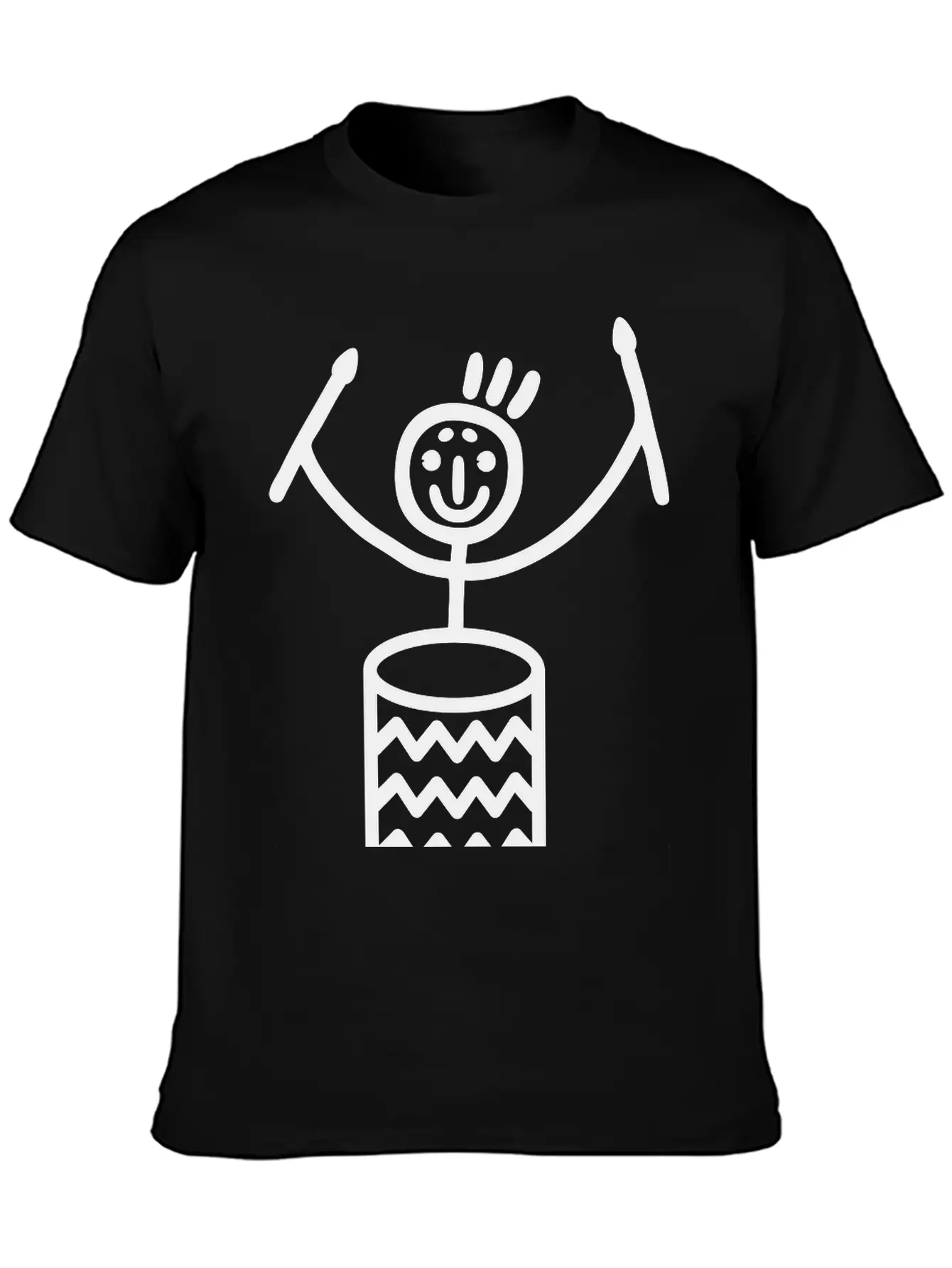 Stick Figure With Samba Drum Stylish Everyday T-Shirt – Unisex Basic Cotton Tee