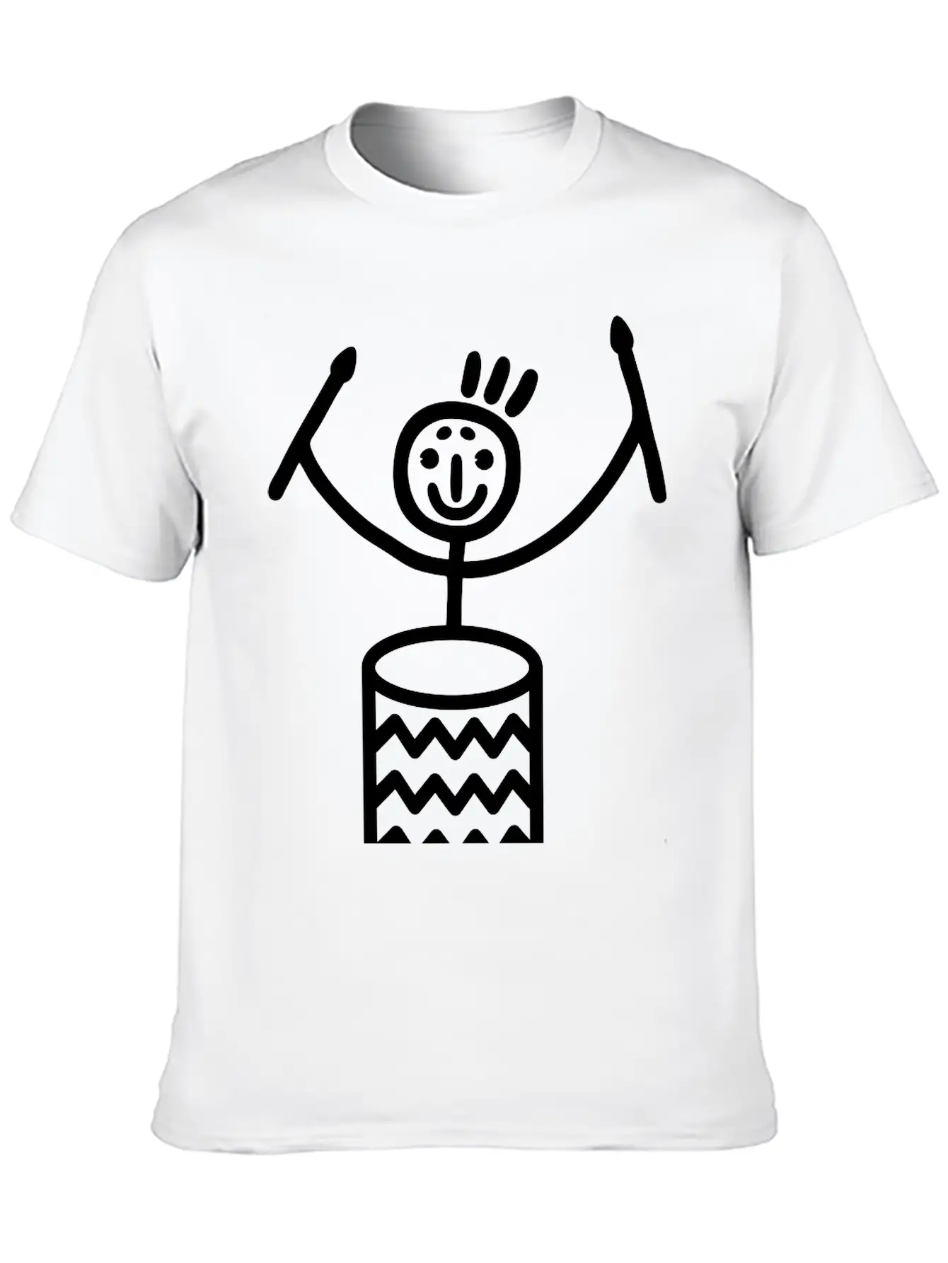 Stick Figure With Samba Drum Stylish Everyday T-Shirt – Unisex Basic Cotton Tee