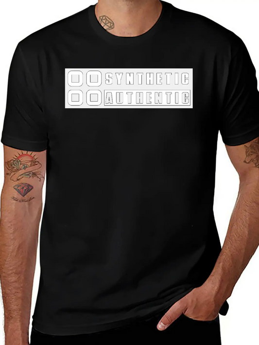Sticker "Synthetic Authentic" Unisex Short Sleeve Soft Cotton T-Shirt – Casual Everyday Wear