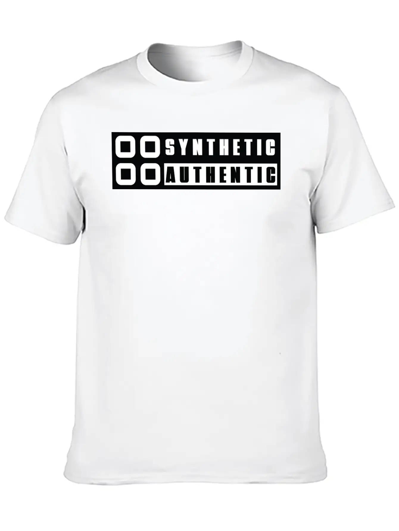 Sticker "Synthetic Authentic" Unisex Short Sleeve Soft Cotton T-Shirt – Casual Everyday Wear