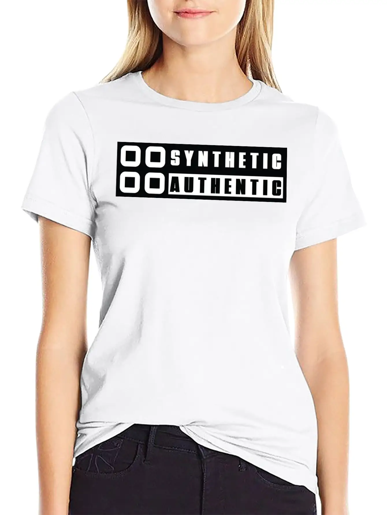 Sticker "Synthetic Authentic" Unisex Short Sleeve Soft Cotton T-Shirt – Casual Everyday Wear