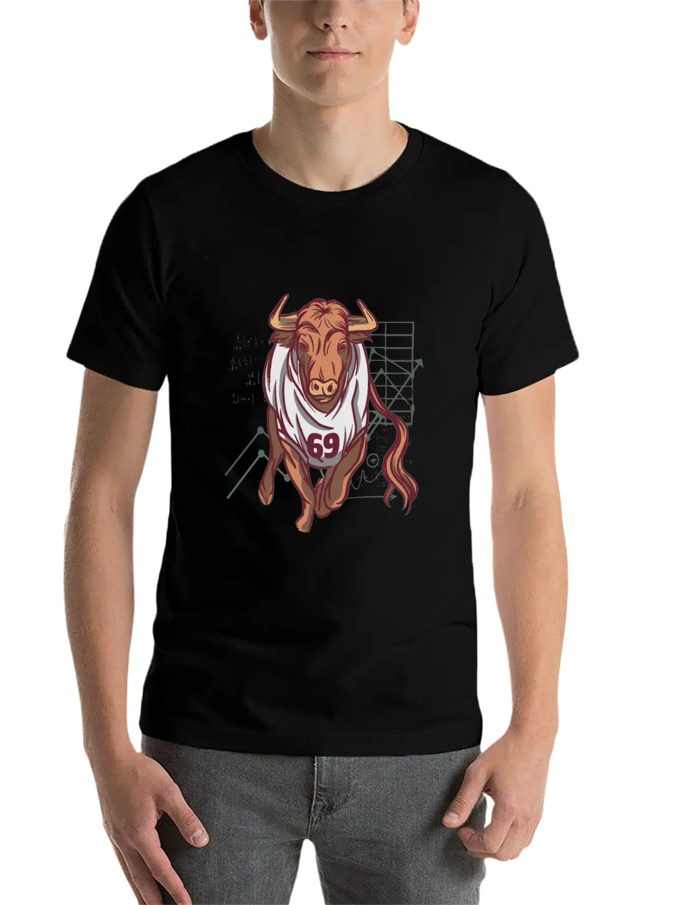 Stock Market Bull Running With 69 Shirt Essential Unisex Summer Tee – Soft Cotton Casual Fit