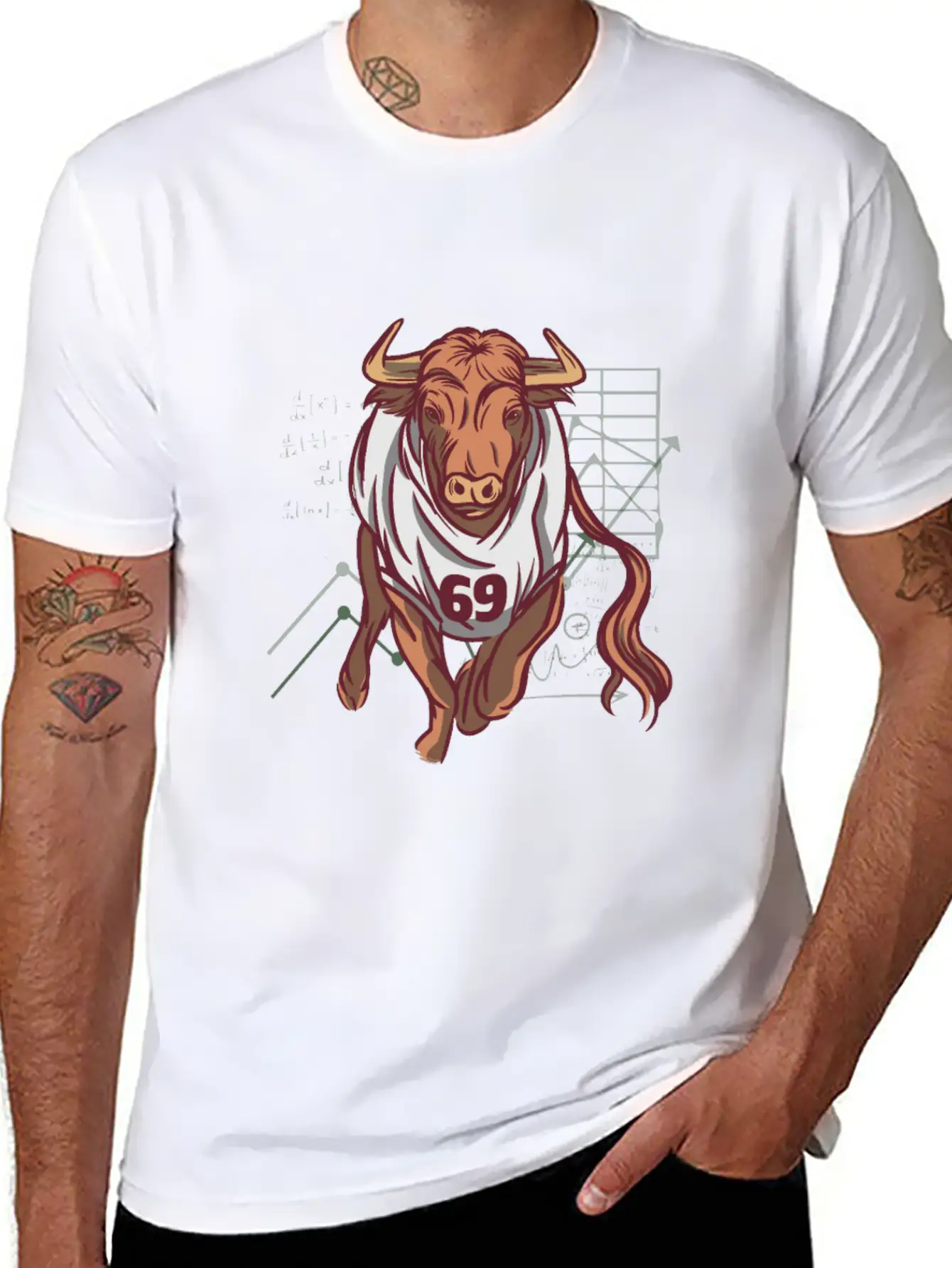 Stock Market Bull Running With 69 Shirt Essential Unisex Summer Tee – Soft Cotton Casual Fit