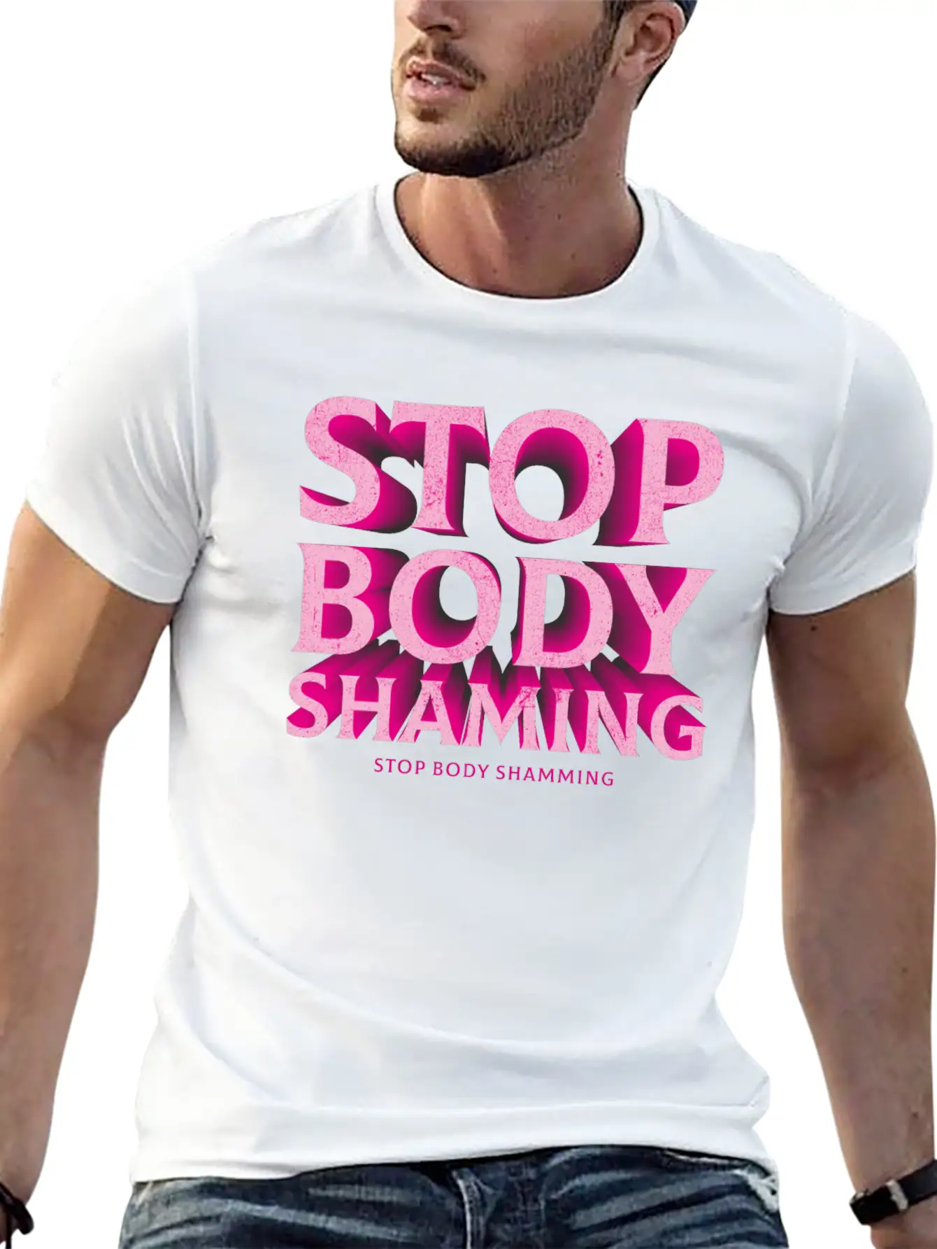 Stop Body Shaming Basic Graphic T-Shirt – Daily Comfort In Soft Cotton