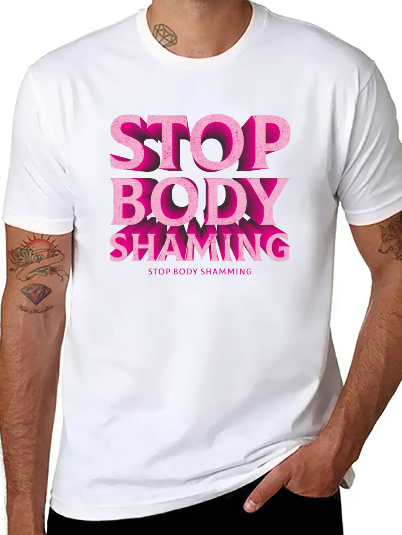 Stop Body Shaming Basic Graphic T-Shirt – Daily Comfort In Soft Cotton