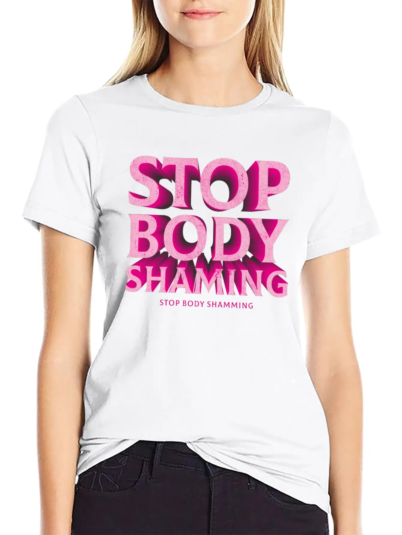 Stop Body Shaming Basic Graphic T-Shirt – Daily Comfort In Soft Cotton