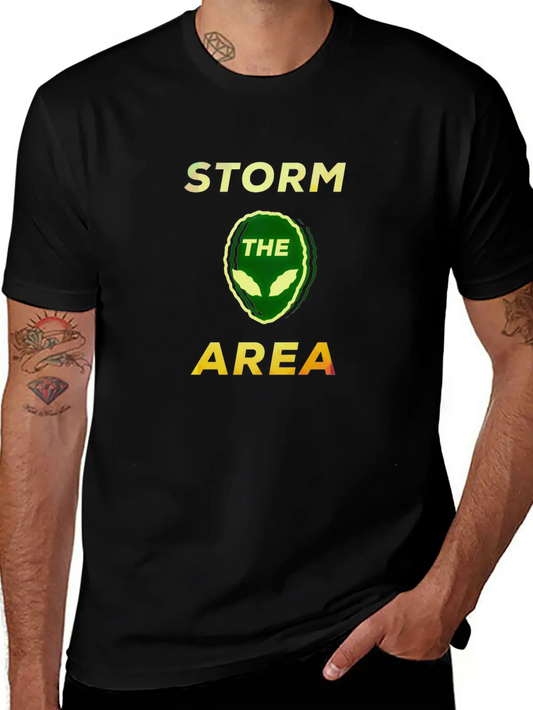 Storm The Area Alien UFO Space Giftidea Basic Graphic T-Shirt – Daily Comfort In Soft Cotton