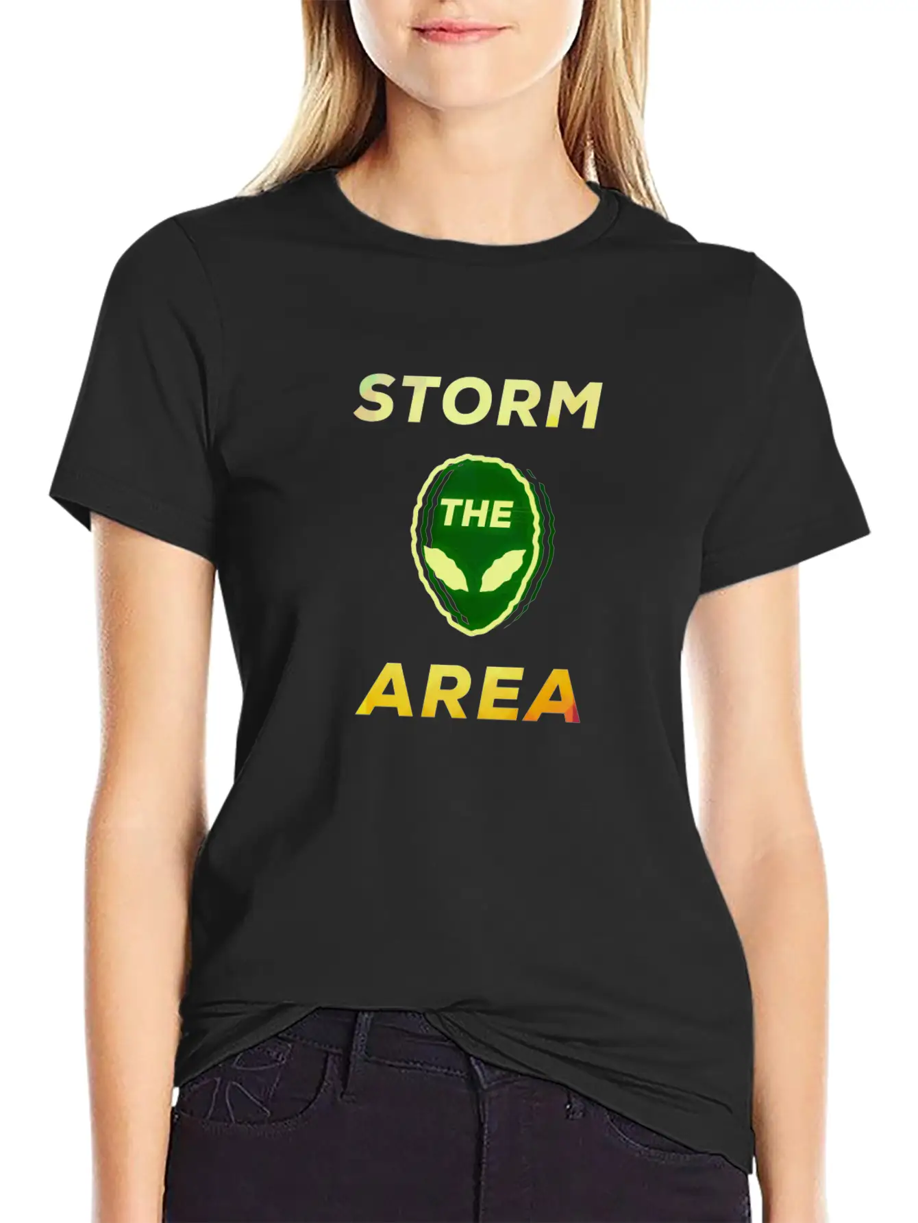 Storm The Area Alien UFO Space Giftidea Basic Graphic T-Shirt – Daily Comfort In Soft Cotton