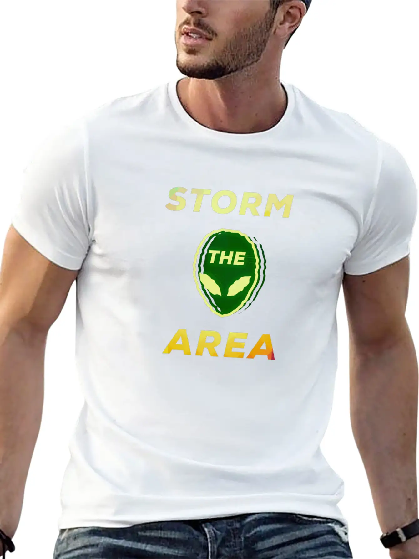 Storm The Area Alien UFO Space Giftidea Basic Graphic T-Shirt – Daily Comfort In Soft Cotton