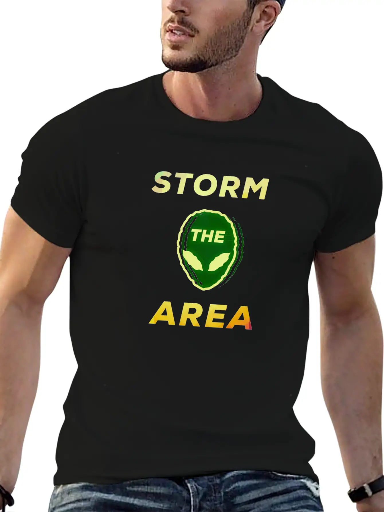 Storm The Area Alien UFO Space Giftidea Basic Graphic T-Shirt – Daily Comfort In Soft Cotton