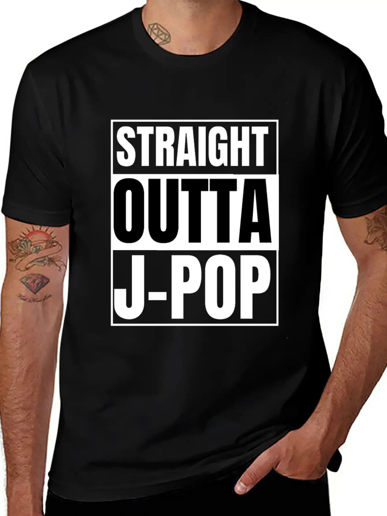 Straight Outta J-pop : J-pop Merch : J-pop Gifts Stylish Everyday T-Shirt – Unisex Basic Cotton Tee
