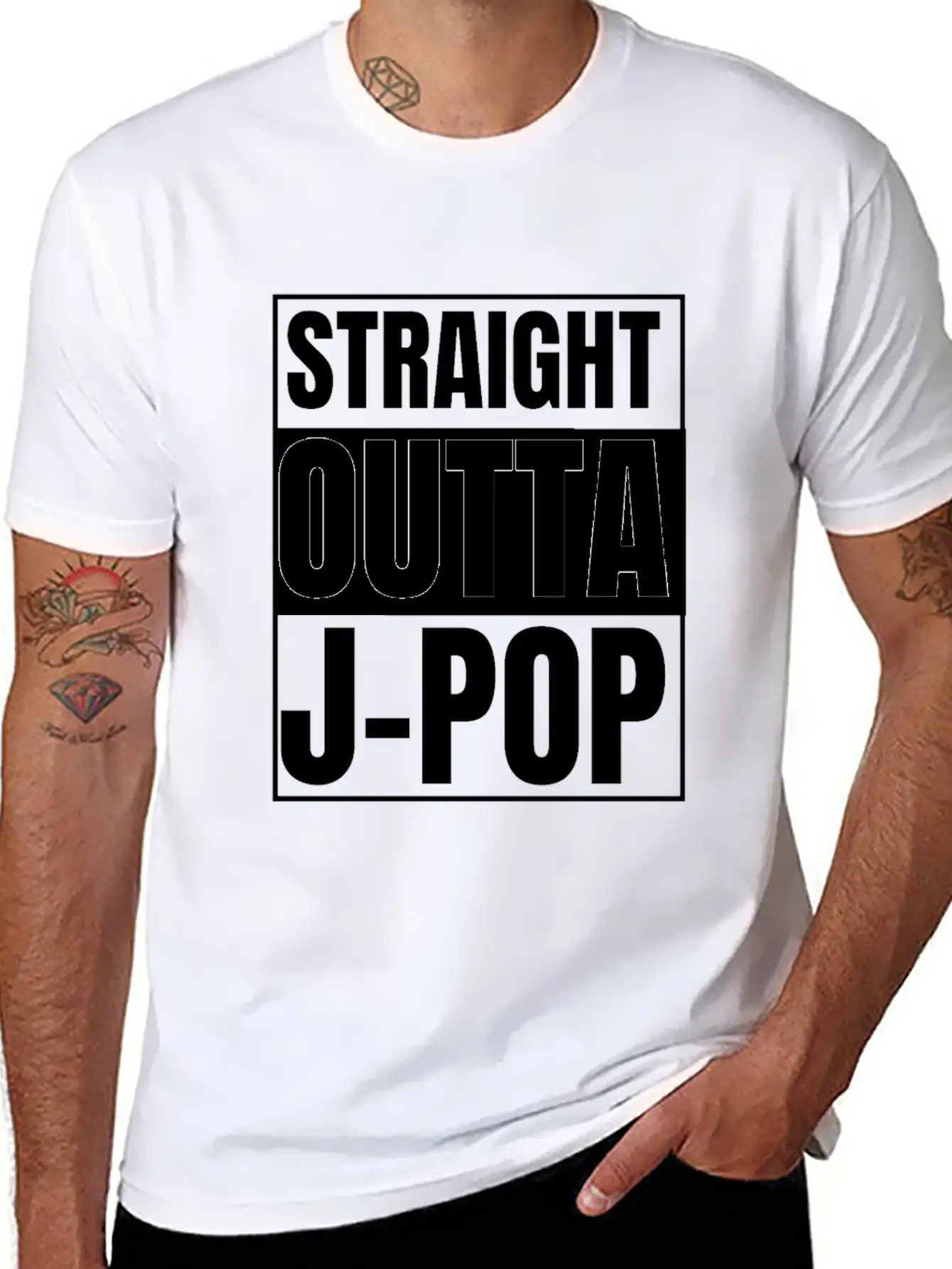 Straight Outta J-pop : J-pop Merch : J-pop Gifts Stylish Everyday T-Shirt – Unisex Basic Cotton Tee
