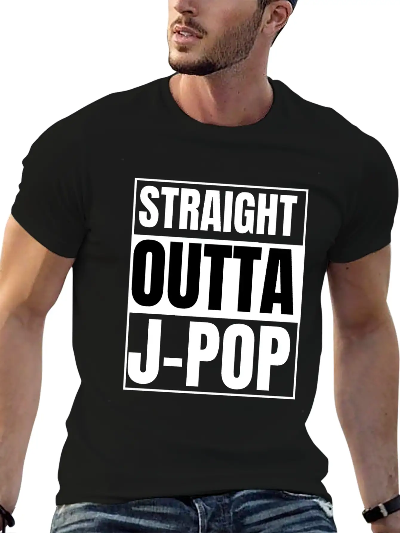 Straight Outta J-pop : J-pop Merch : J-pop Gifts Stylish Everyday T-Shirt – Unisex Basic Cotton Tee