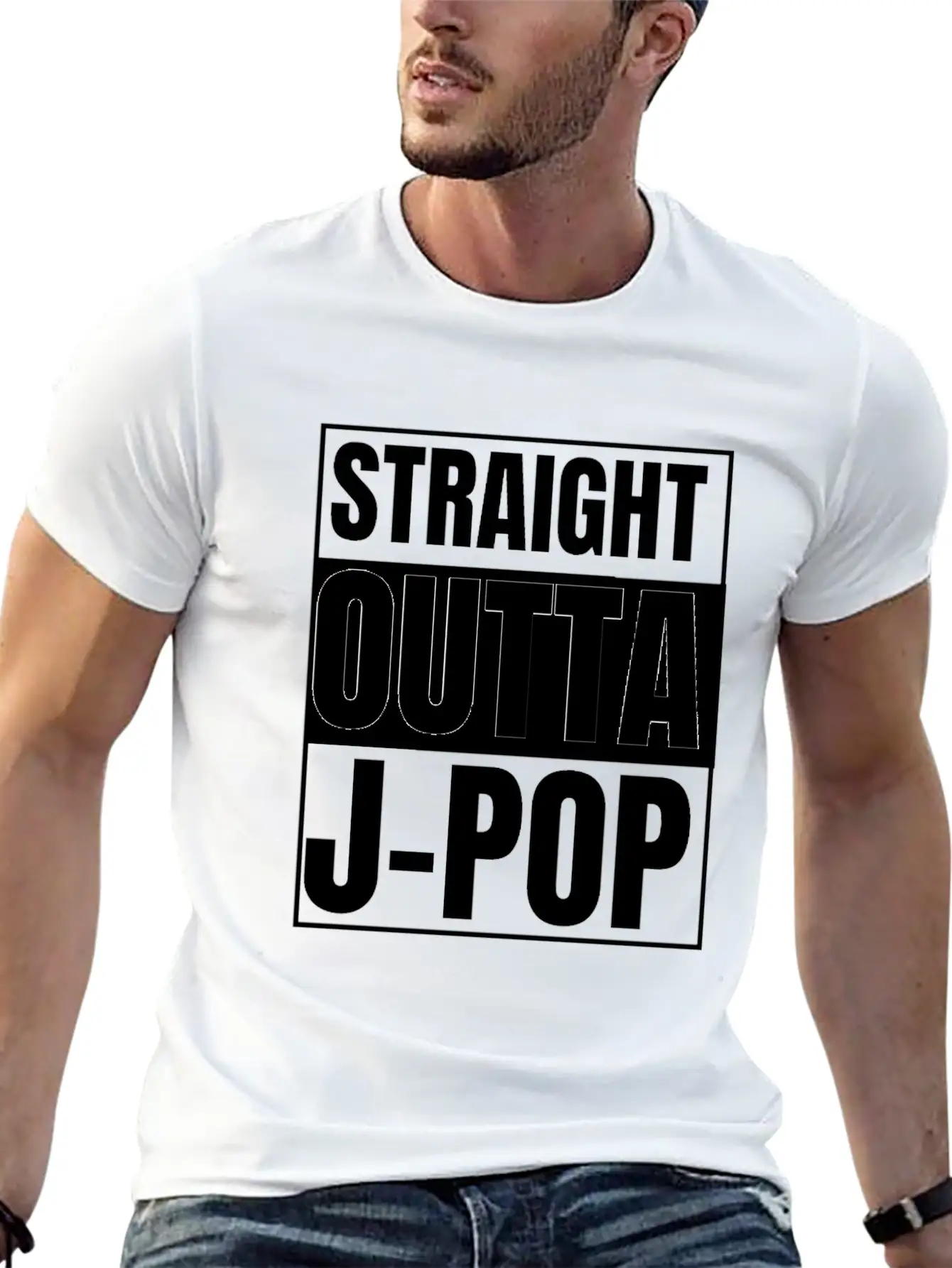 Straight Outta J-pop : J-pop Merch : J-pop Gifts Stylish Everyday T-Shirt – Unisex Basic Cotton Tee