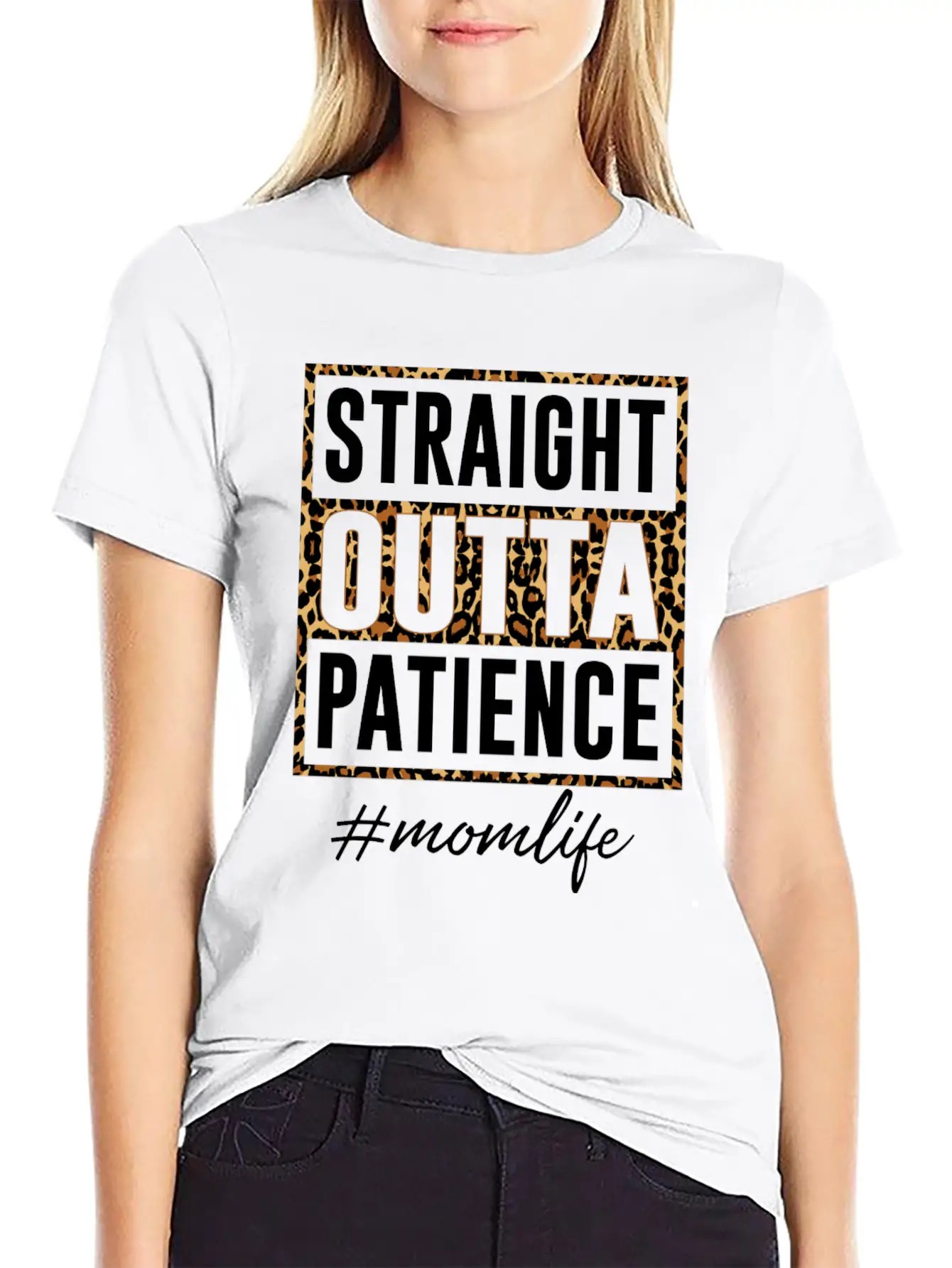 Straight Outta Patience Mom Life Unisex Short Sleeve Soft Cotton T-Shirt – Casual Everyday Wear