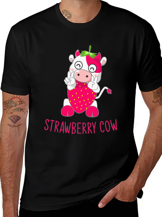 Strawberry Cow, Strawberry Cow Cow, Moo Timeless Short Sleeve Tee – Comfy And Minimalist Design