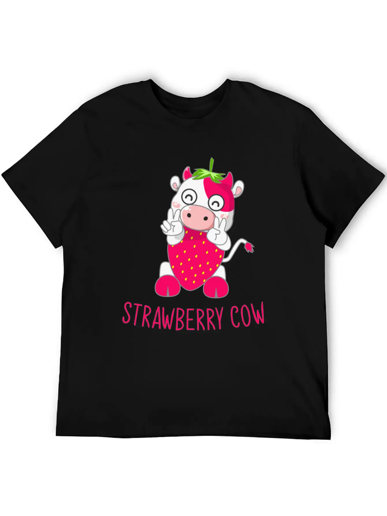 Strawberry Cow, Strawberry Cow Cow, Moo Timeless Short Sleeve Tee – Comfy And Minimalist Design