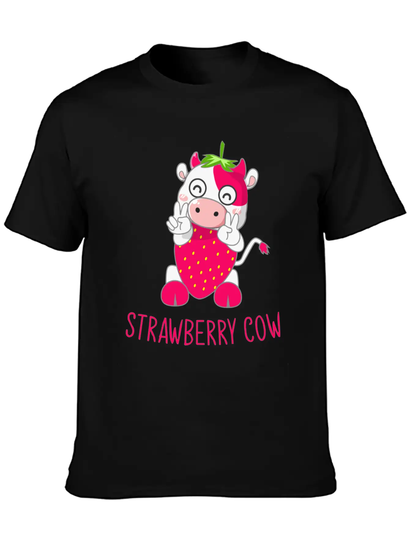 Strawberry Cow, Strawberry Cow Cow, Moo Timeless Short Sleeve Tee – Comfy And Minimalist Design