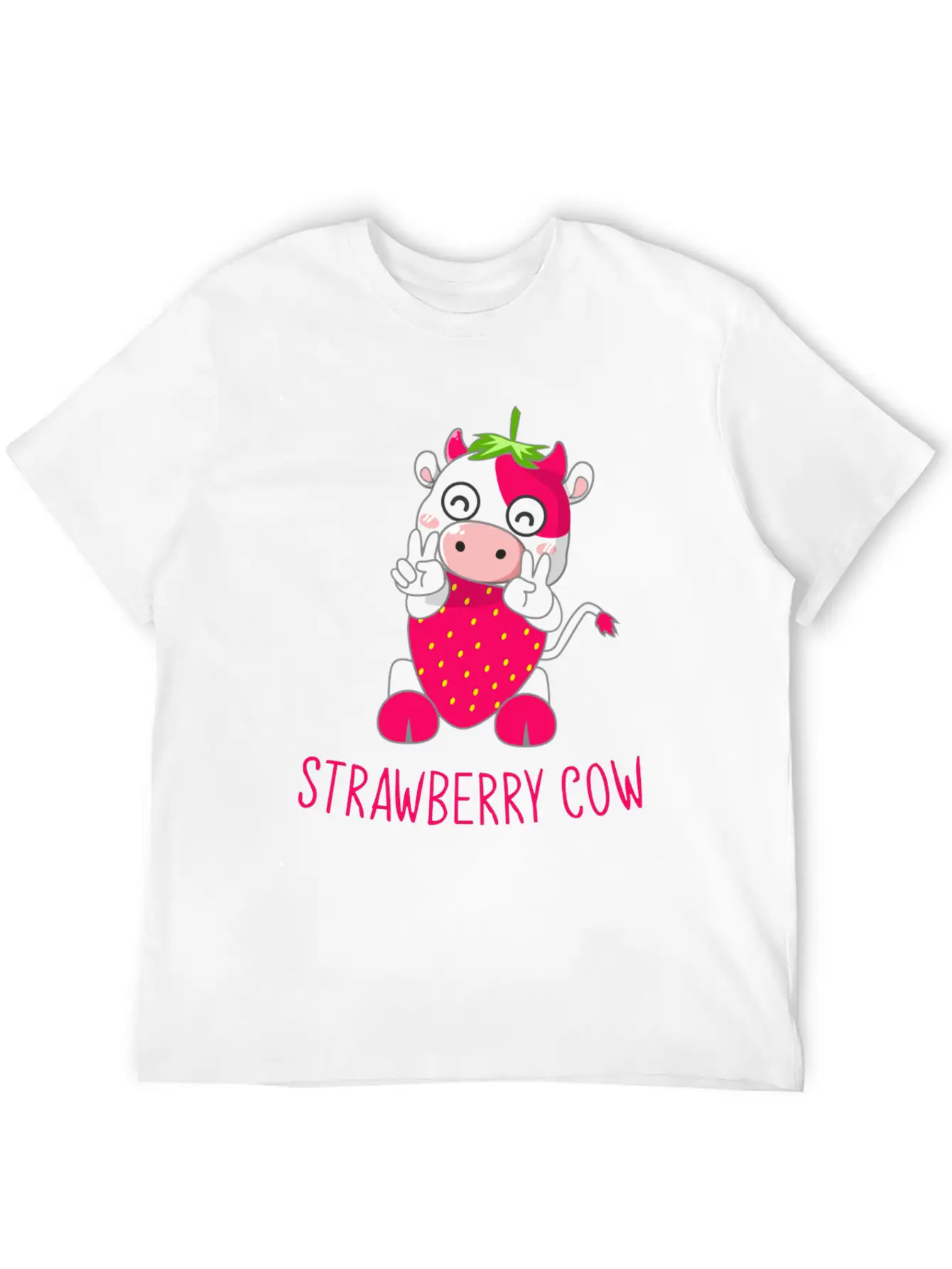 Strawberry Cow, Strawberry Cow Cow, Moo Timeless Short Sleeve Tee – Comfy And Minimalist Design
