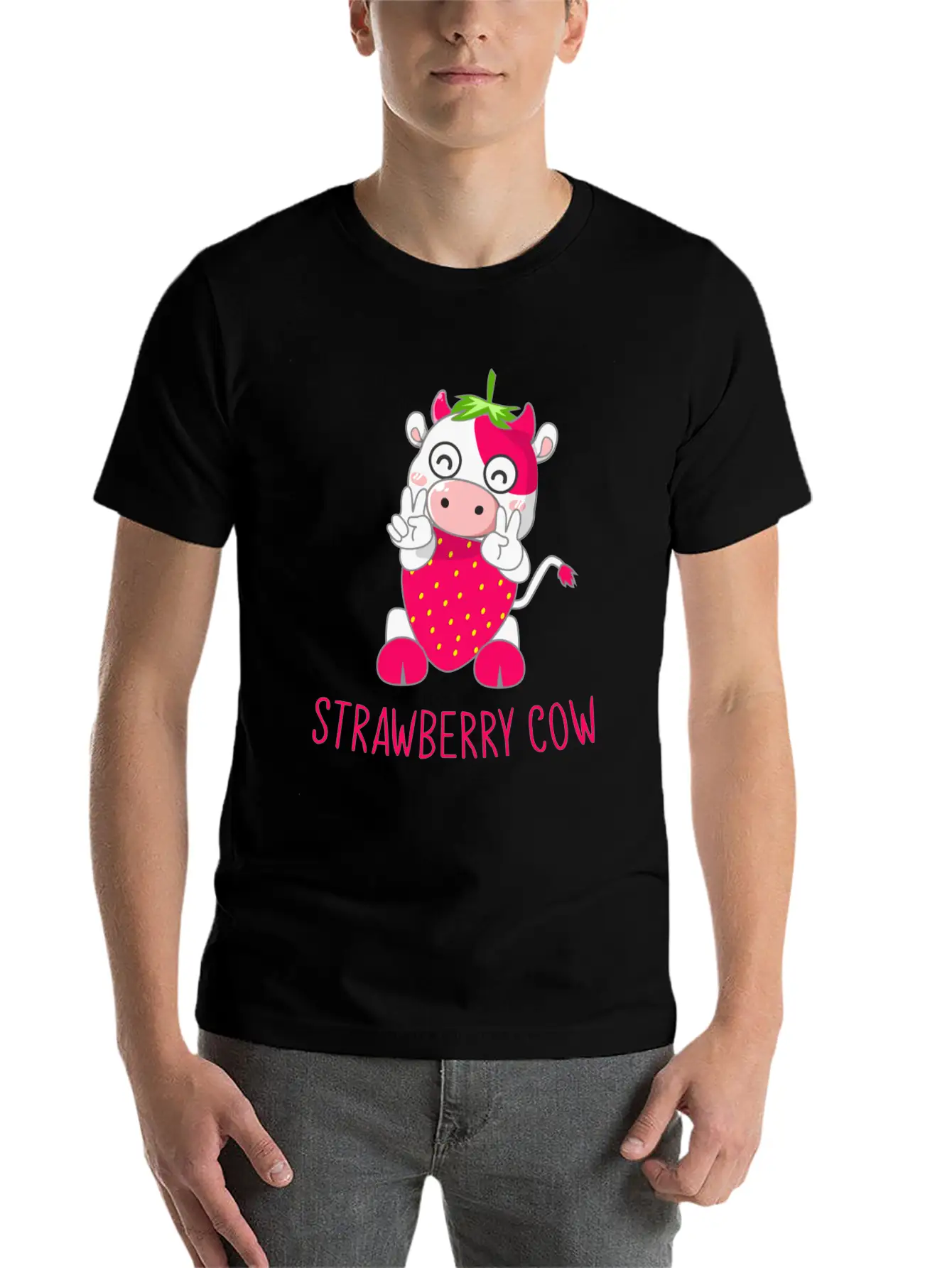 Strawberry Cow, Strawberry Cow Cow, Moo Timeless Short Sleeve Tee – Comfy And Minimalist Design