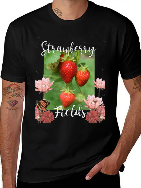 Strawberry Fields Unisex Short Sleeve Soft Cotton T-Shirt – Casual Everyday Wear