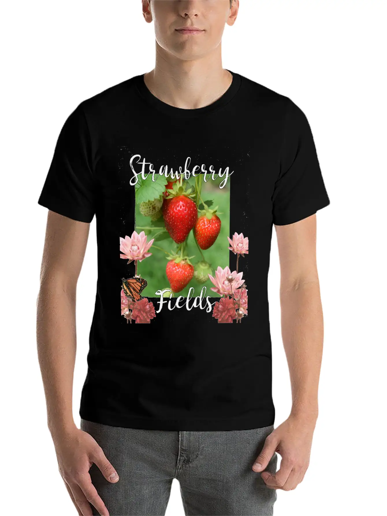 Strawberry Fields Unisex Short Sleeve Soft Cotton T-Shirt – Casual Everyday Wear