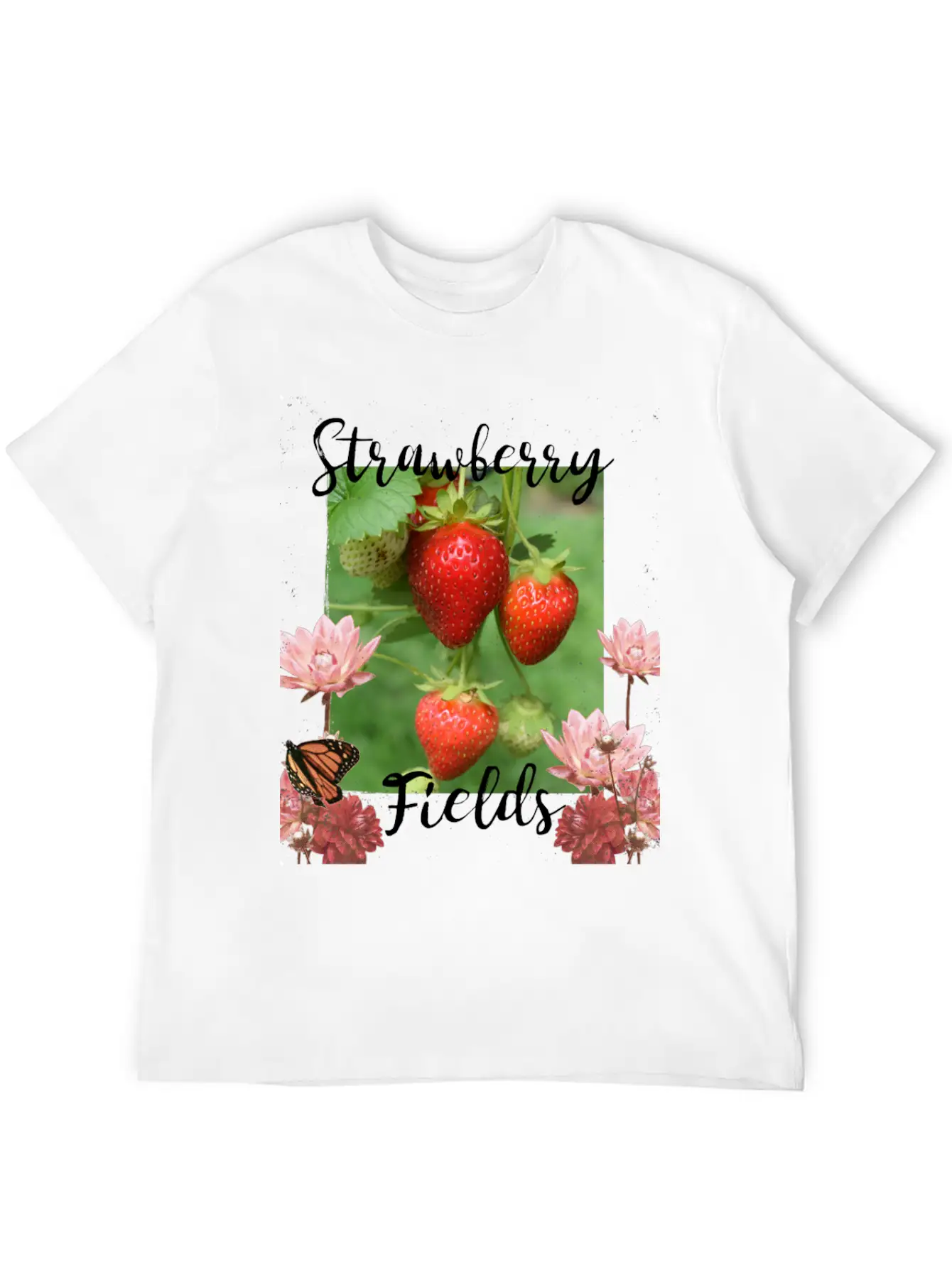 Strawberry Fields Unisex Short Sleeve Soft Cotton T-Shirt – Casual Everyday Wear