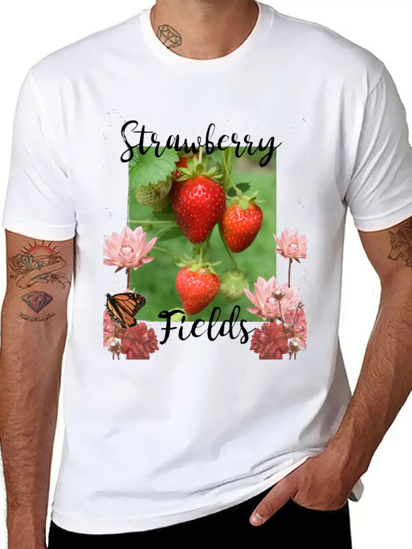 Strawberry Fields Unisex Short Sleeve Soft Cotton T-Shirt – Casual Everyday Wear