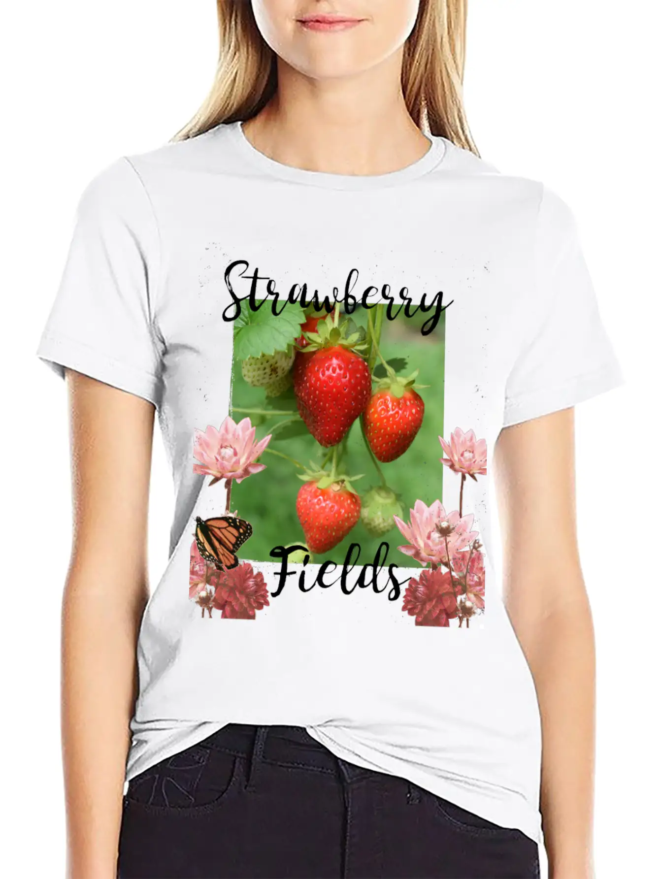 Strawberry Fields Unisex Short Sleeve Soft Cotton T-Shirt – Casual Everyday Wear
