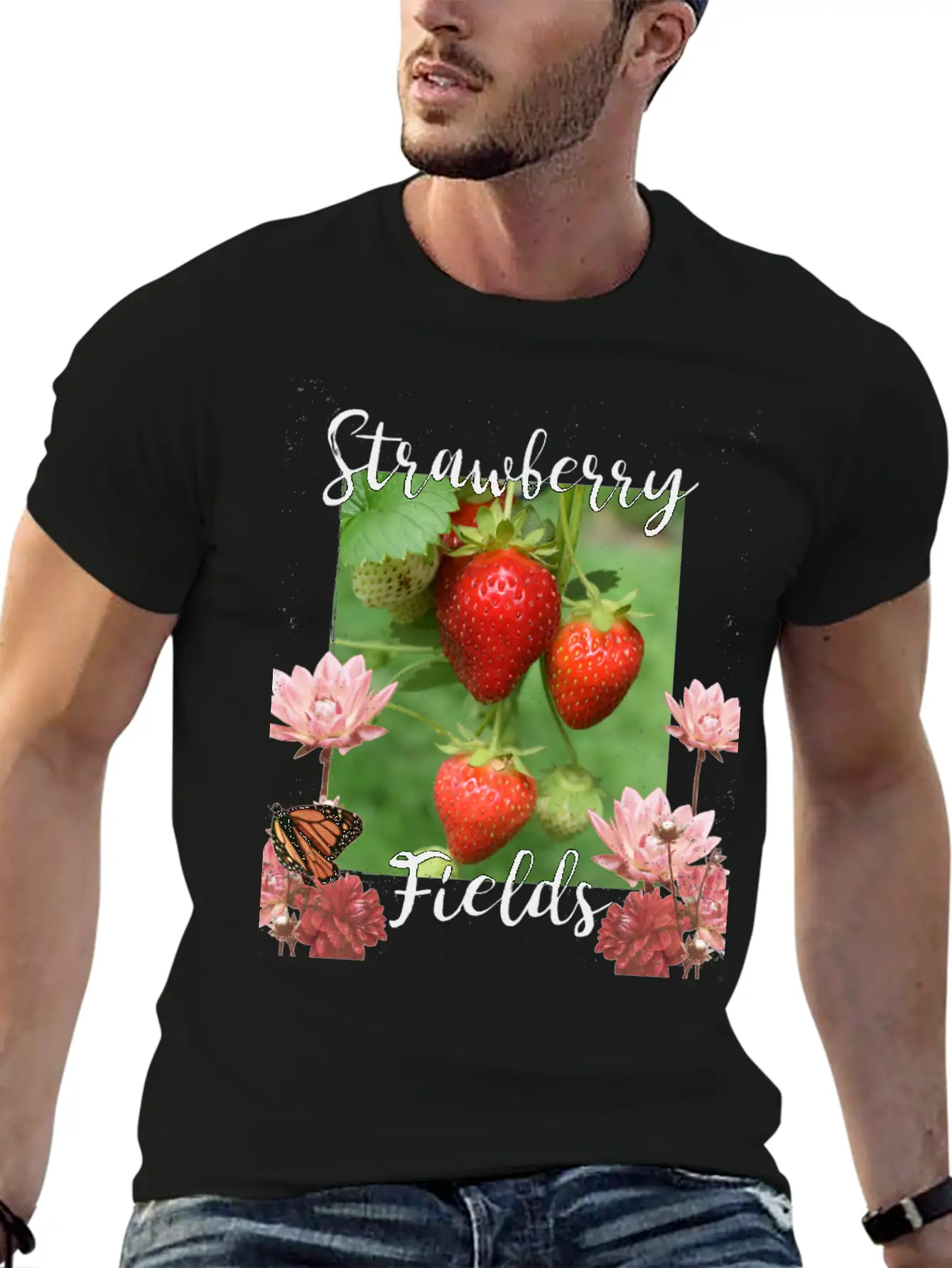 Strawberry Fields Unisex Short Sleeve Soft Cotton T-Shirt – Casual Everyday Wear