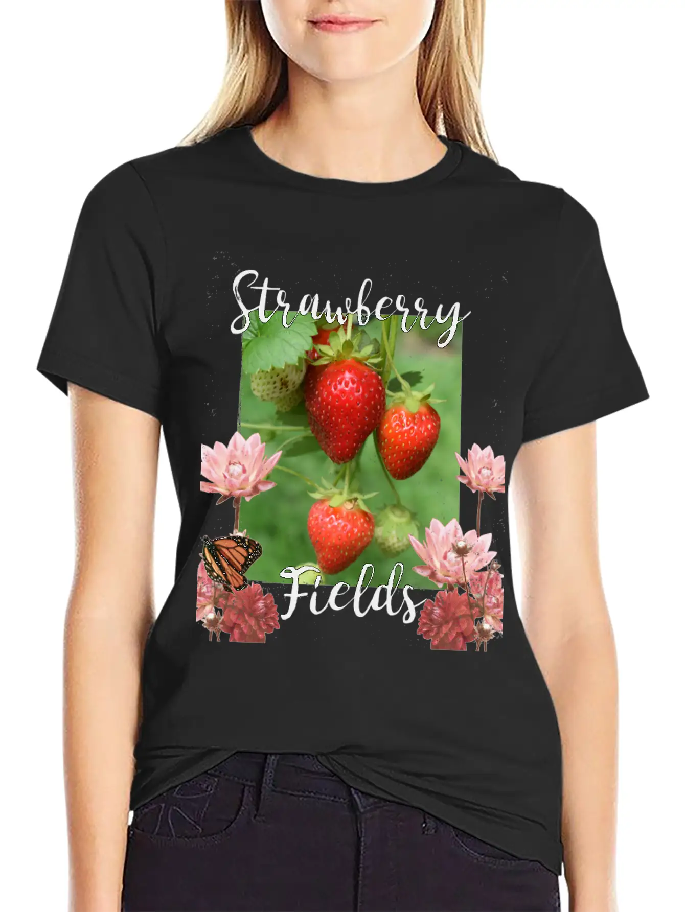 Strawberry Fields Unisex Short Sleeve Soft Cotton T-Shirt – Casual Everyday Wear