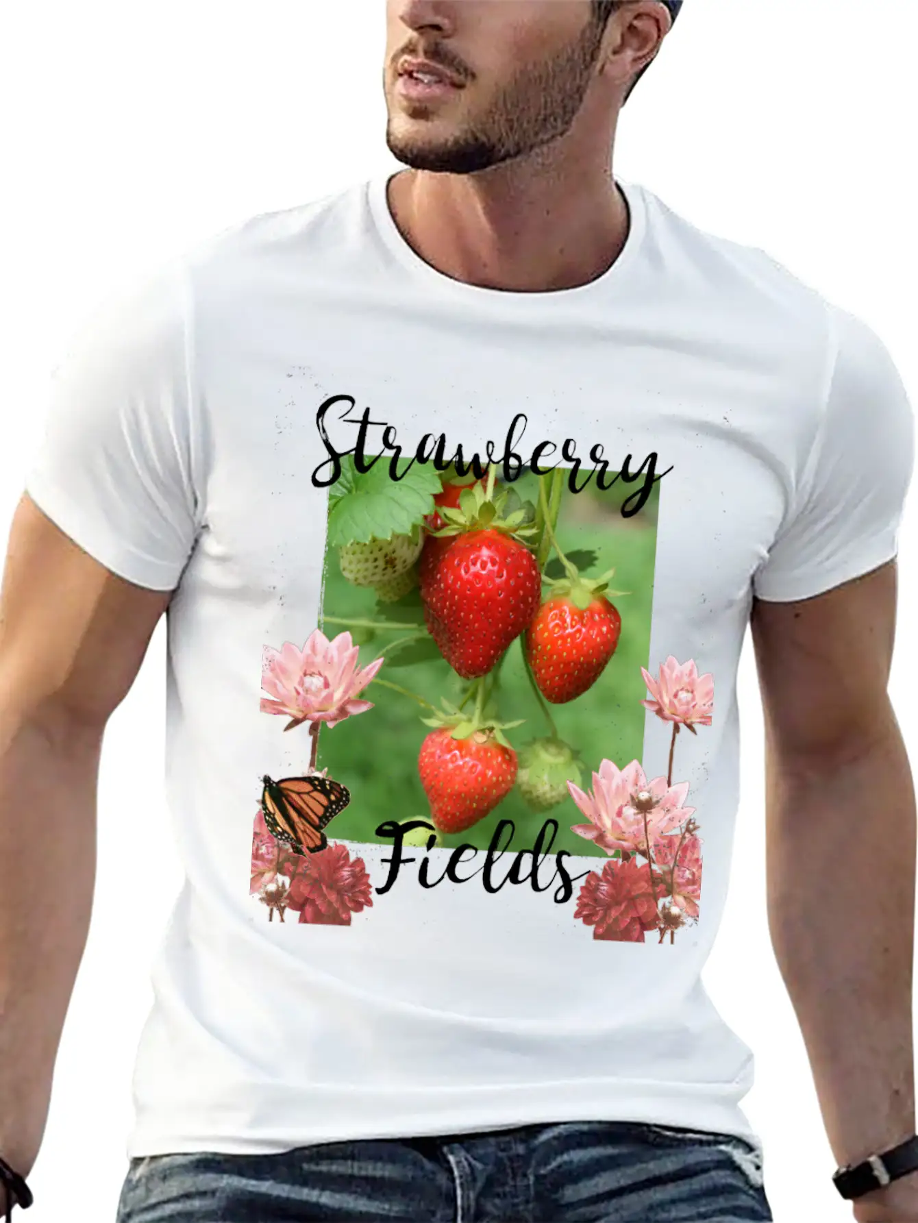 Strawberry Fields Unisex Short Sleeve Soft Cotton T-Shirt – Casual Everyday Wear
