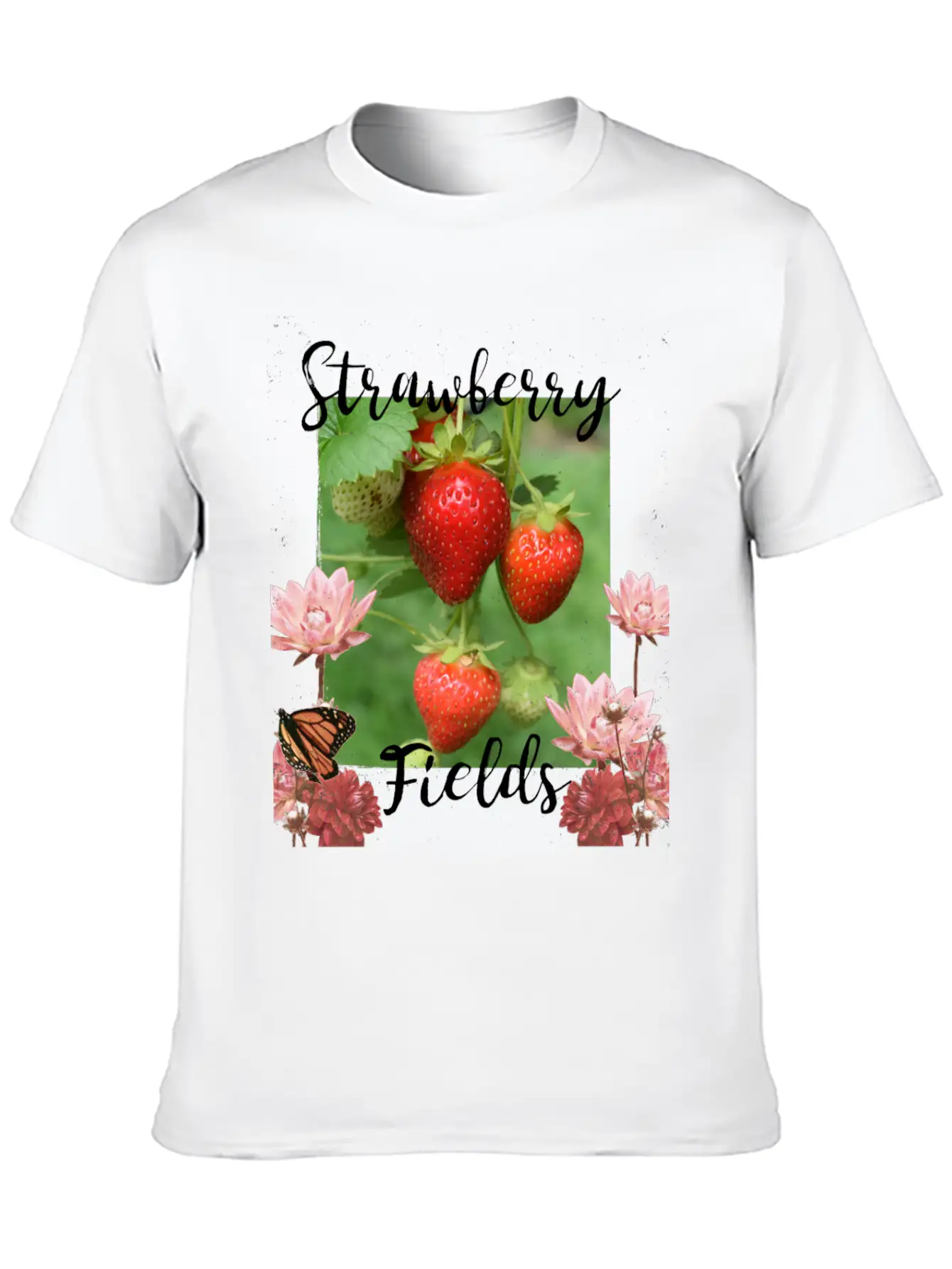 Strawberry Fields Unisex Short Sleeve Soft Cotton T-Shirt – Casual Everyday Wear