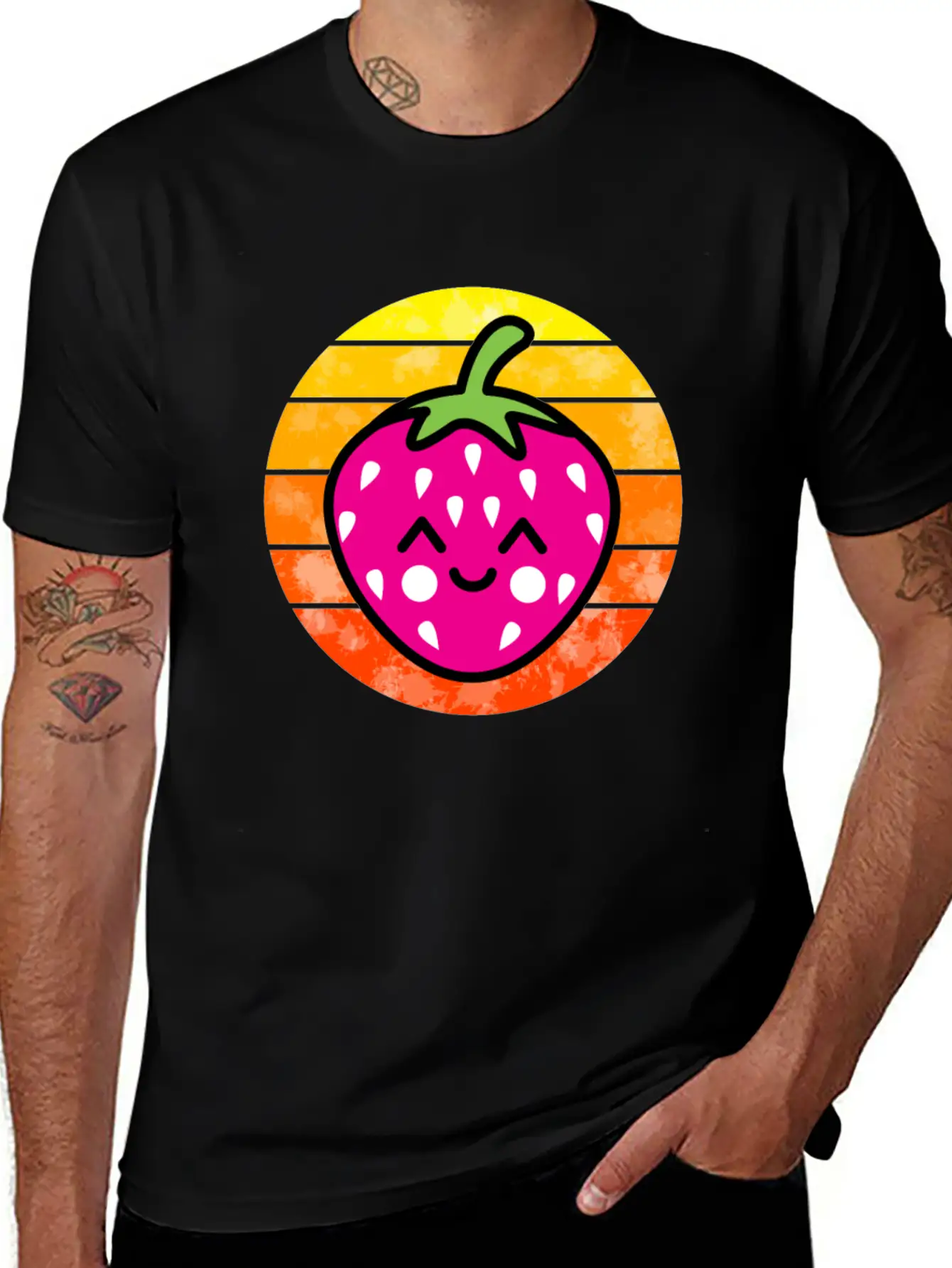 Strawberry Sunset Unisex Short Sleeve Soft Cotton T-Shirt – Casual Everyday Wear
