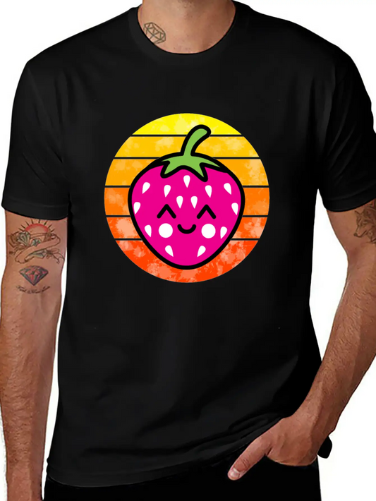 Strawberry Sunset Unisex Short Sleeve Soft Cotton T-Shirt – Casual Everyday Wear