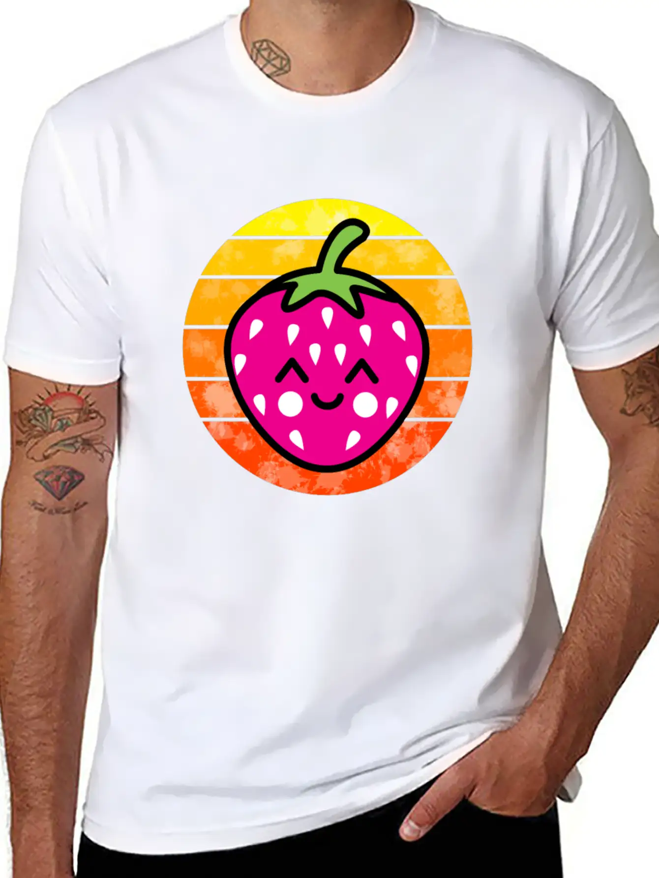 Strawberry Sunset Unisex Short Sleeve Soft Cotton T-Shirt – Casual Everyday Wear