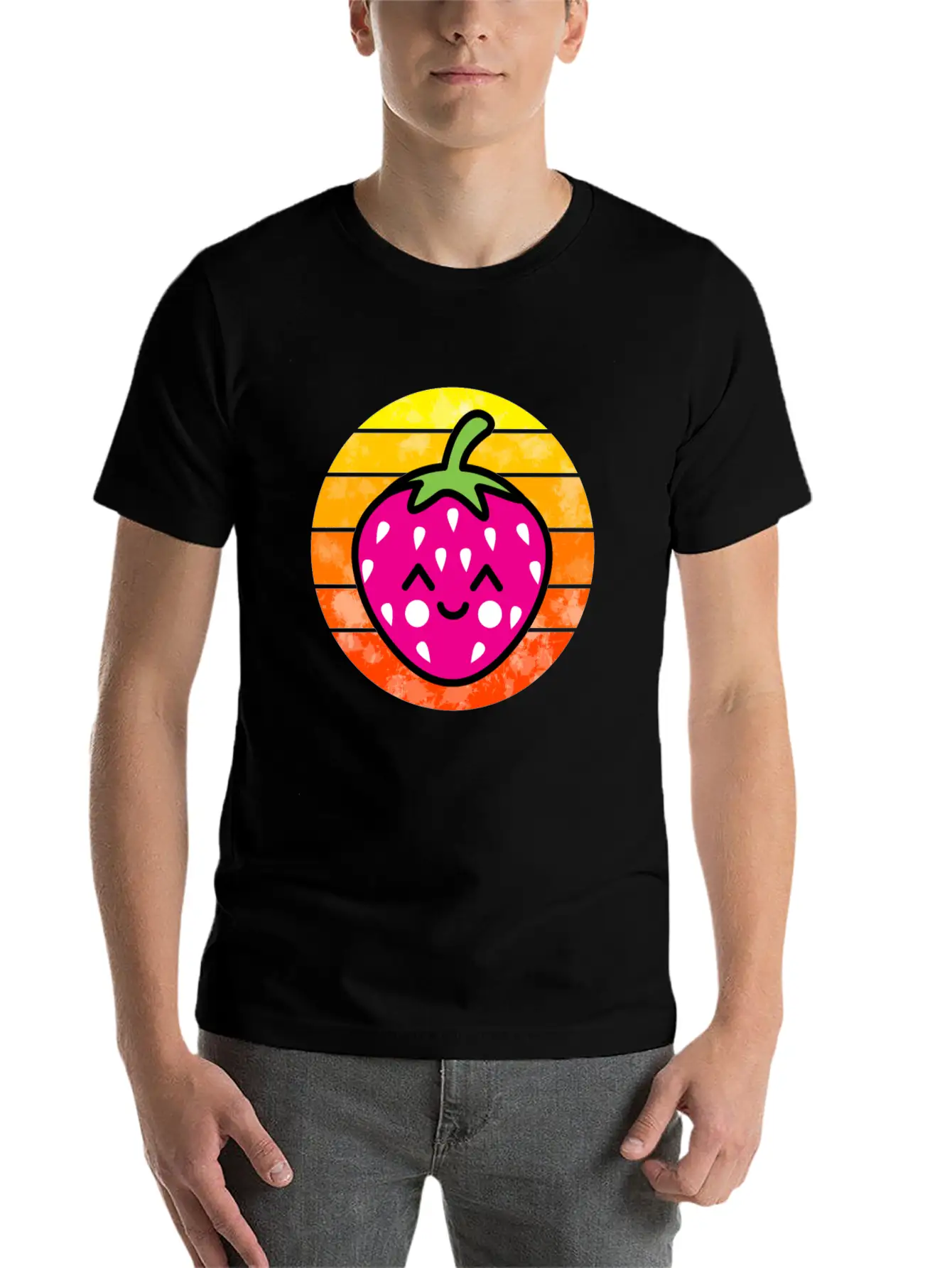 Strawberry Sunset Unisex Short Sleeve Soft Cotton T-Shirt – Casual Everyday Wear