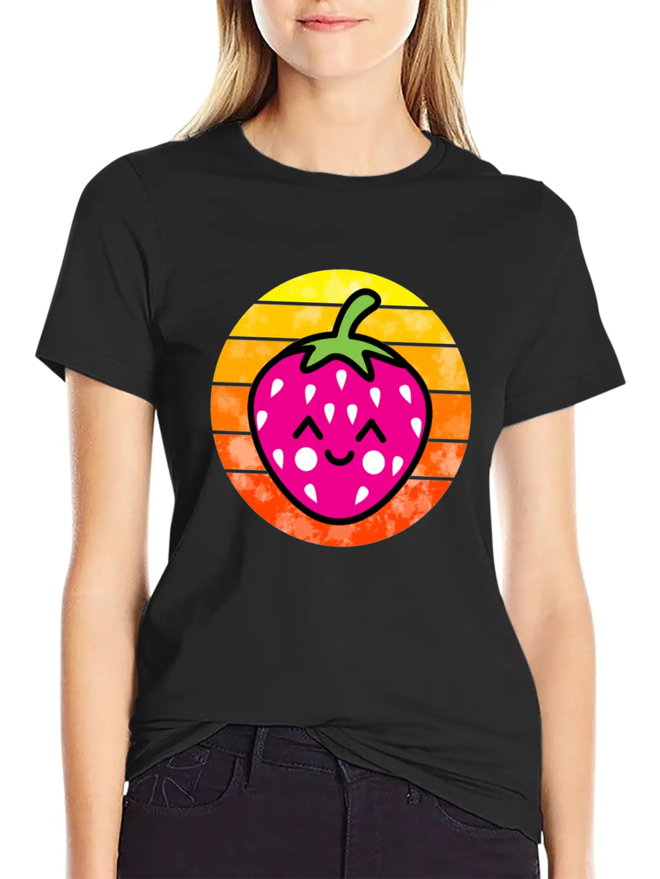 Strawberry Sunset Unisex Short Sleeve Soft Cotton T-Shirt – Casual Everyday Wear