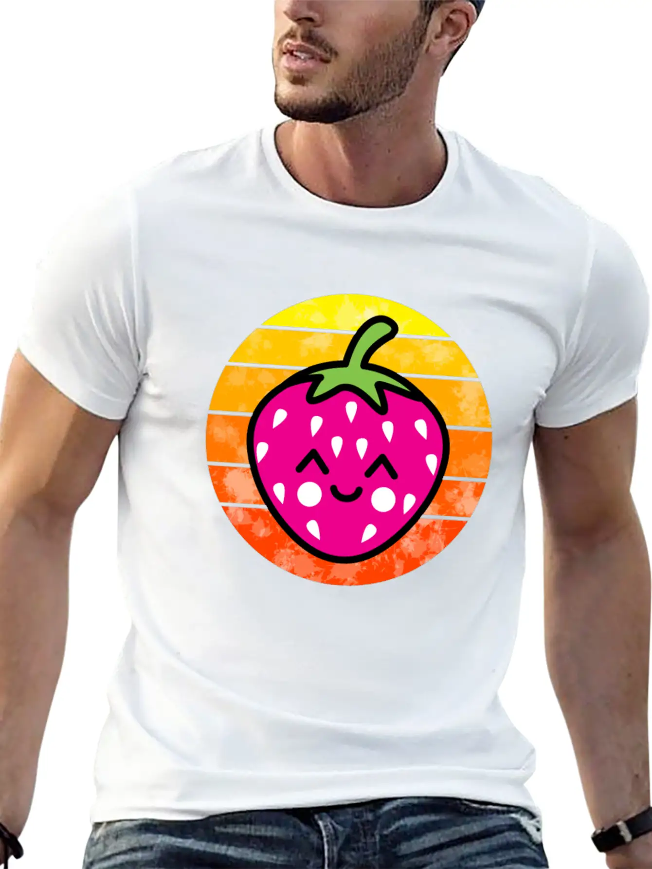 Strawberry Sunset Unisex Short Sleeve Soft Cotton T-Shirt – Casual Everyday Wear