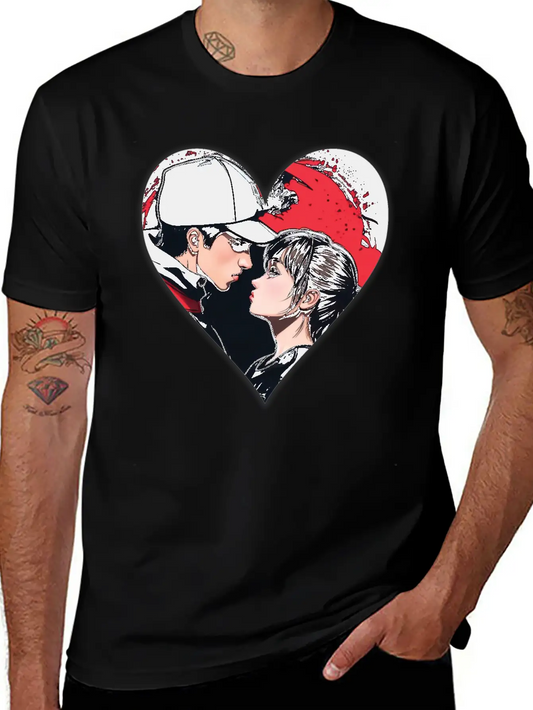 Street Art: Couple In Love In The Shape Of A Heart Essential Unisex Summer Tee – Soft Cotton Casual Fit