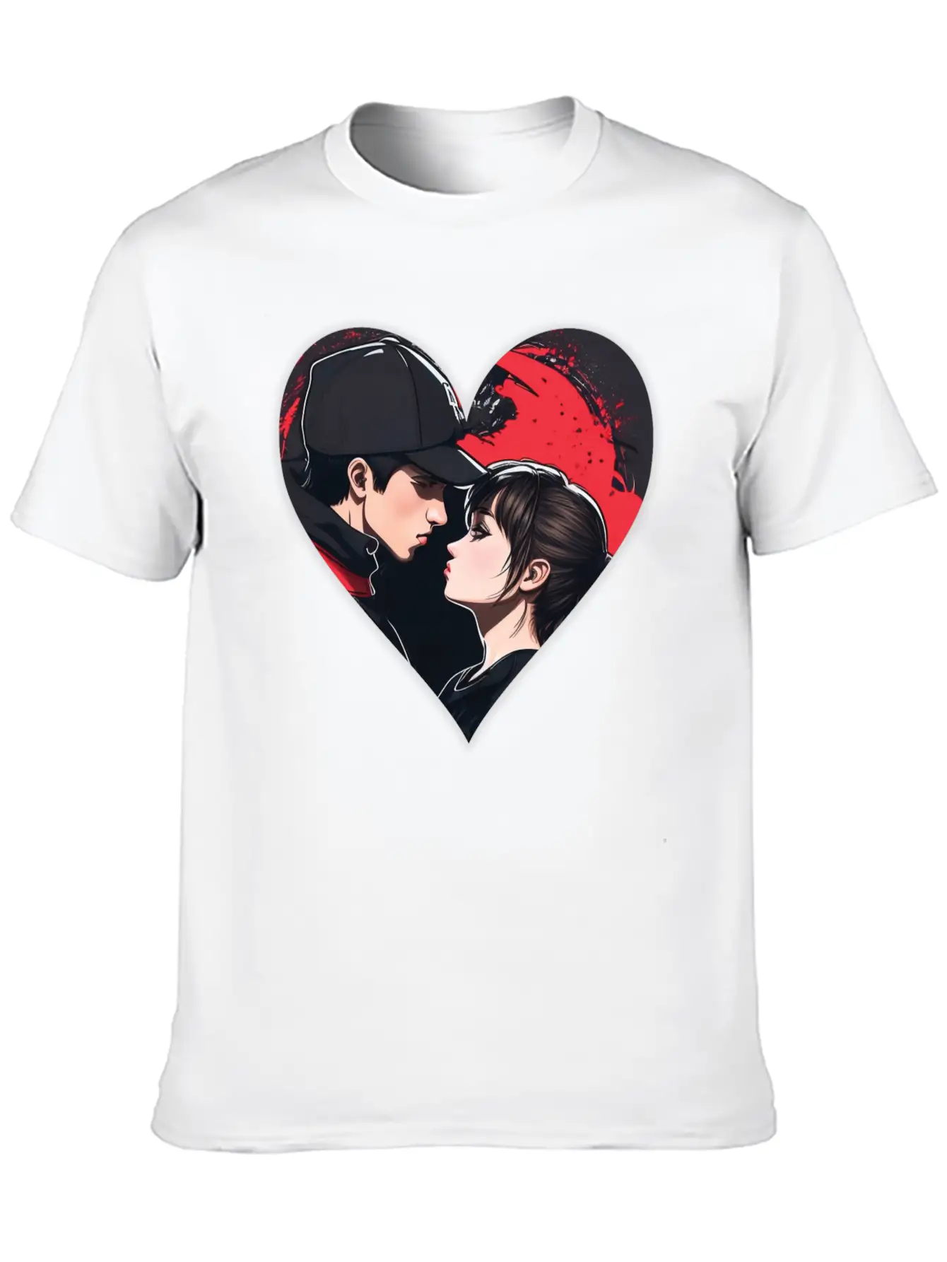 Street Art: Couple In Love In The Shape Of A Heart Essential Unisex Summer Tee – Soft Cotton Casual Fit